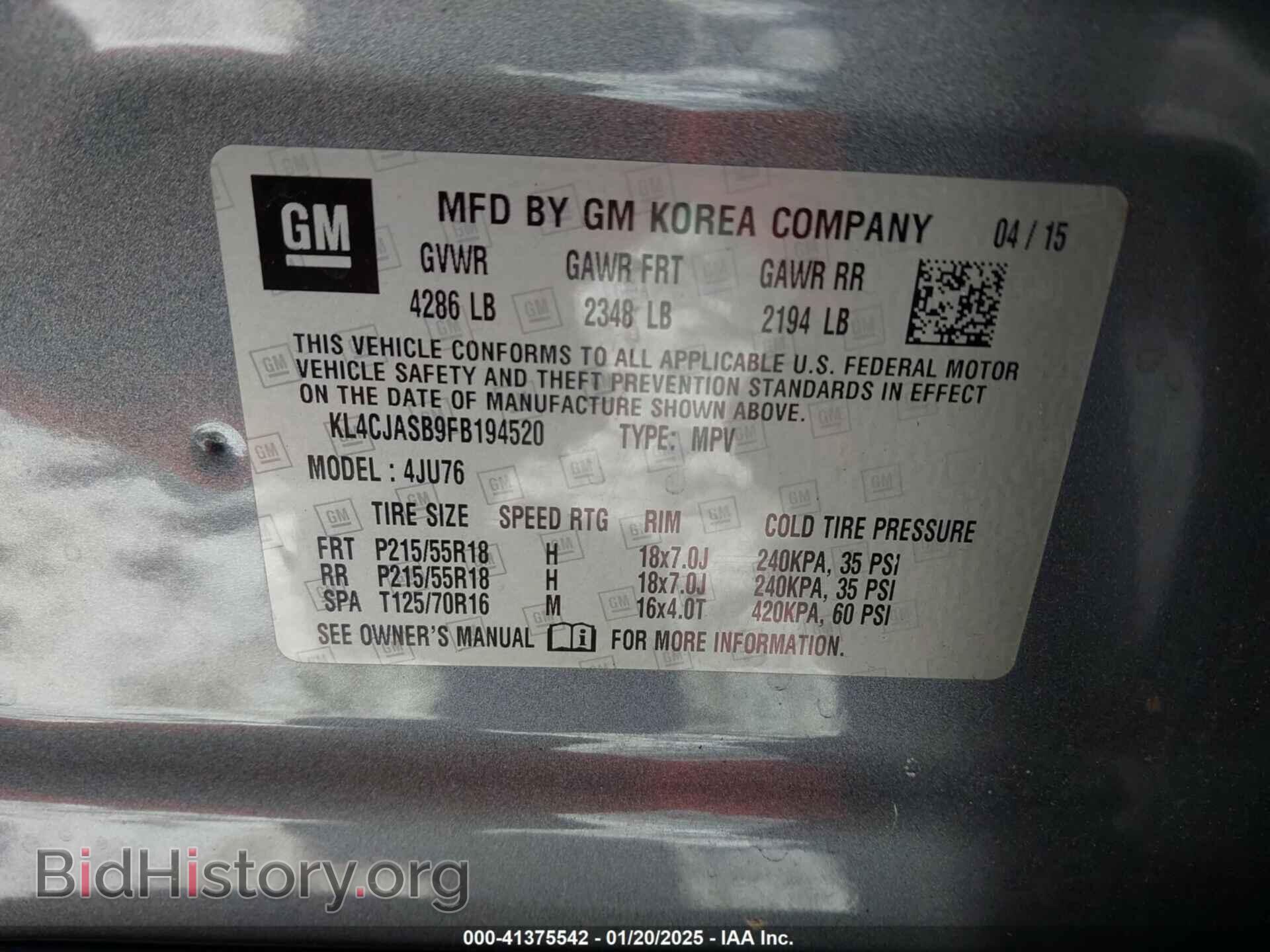 2015 BUICK ENCORE - VIN: KL4CJASB9FB194520 - Photo 9