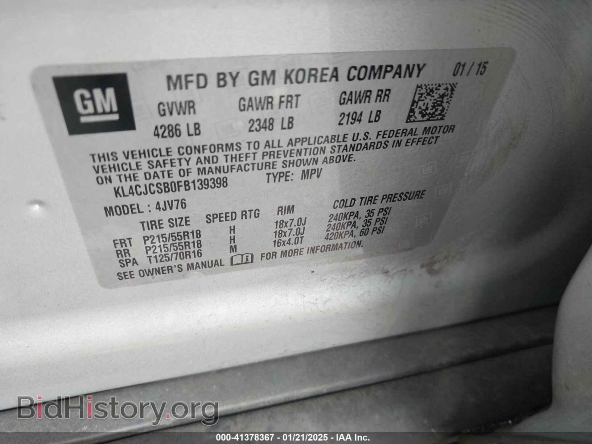 2015 BUICK ENCORE - VIN: KL4CJCSB0FB139398 - Photo 9