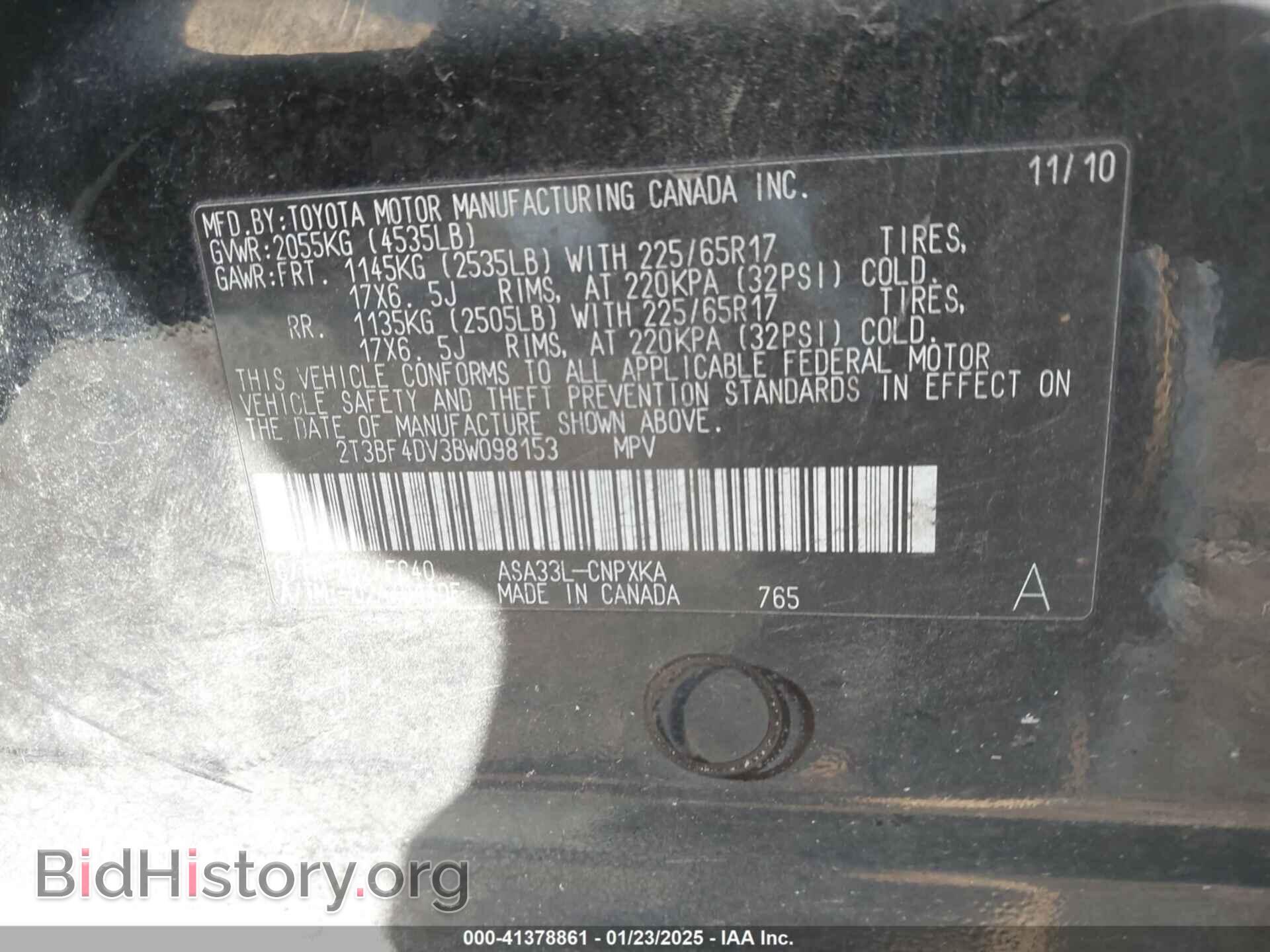 2011 TOYOTA RAV4 - VIN: 2T3BF4DV3BW098153 - Фото 9