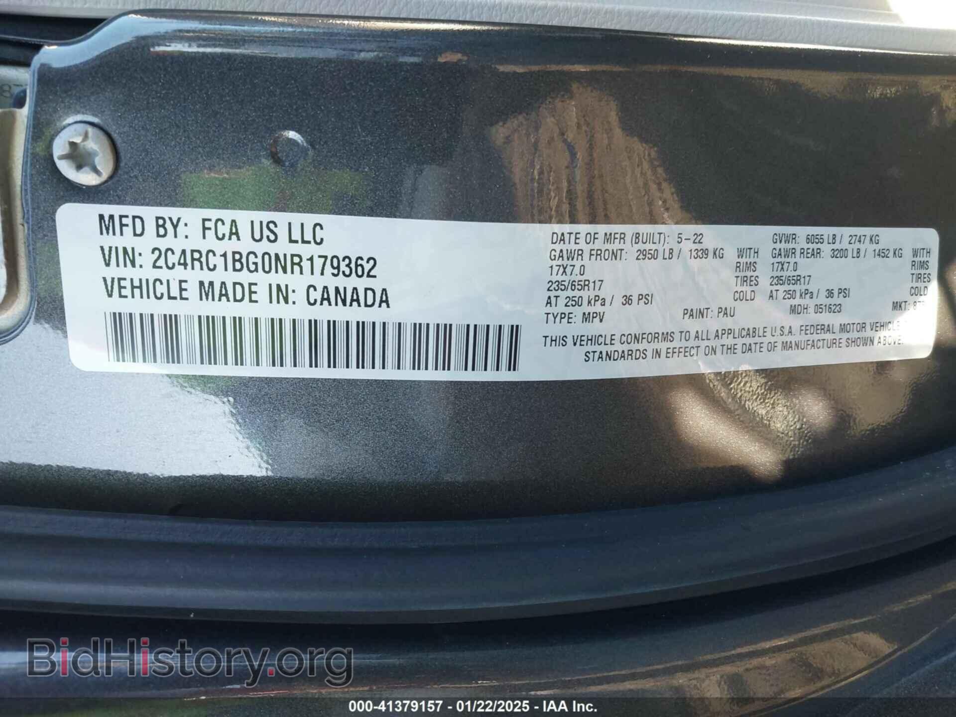 2022 CHRYSLER PACIFICA - VIN: 2C4RC1BG0NR179362 - Фото 9