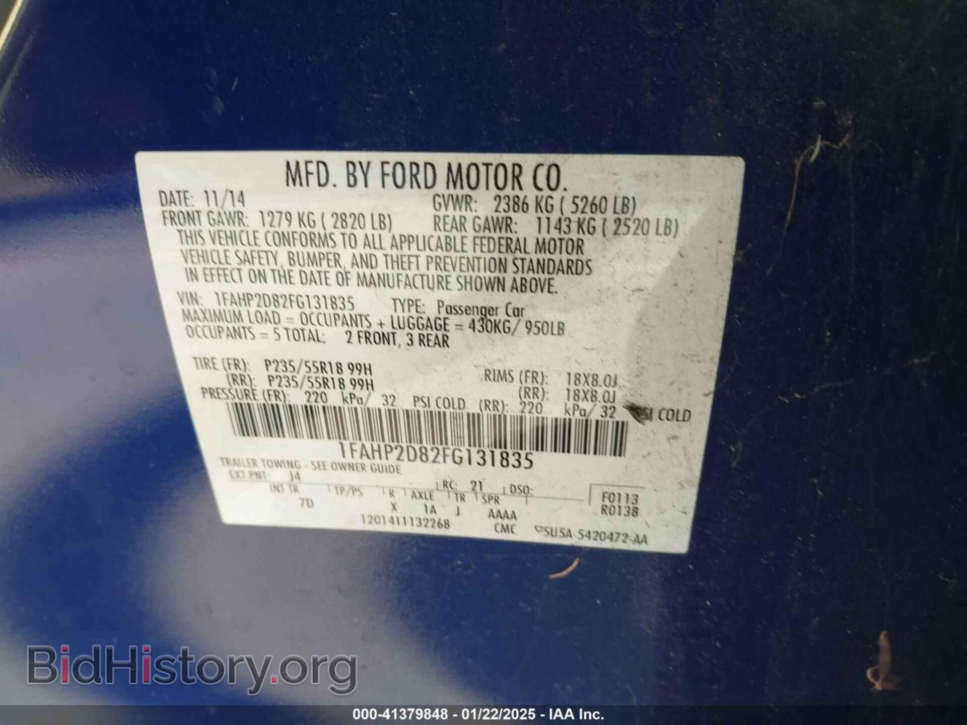 2015 FORD TAURUS - VIN: 1FAHP2D82FG131835 - Фото 9