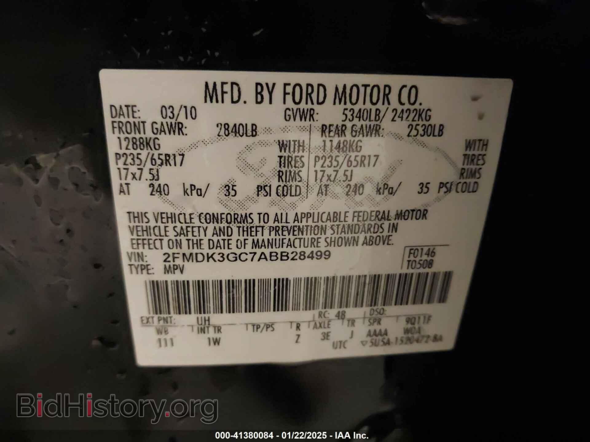 2010 FORD EDGE - VIN: 2FMDK3GC7ABB28499 - Фото 9