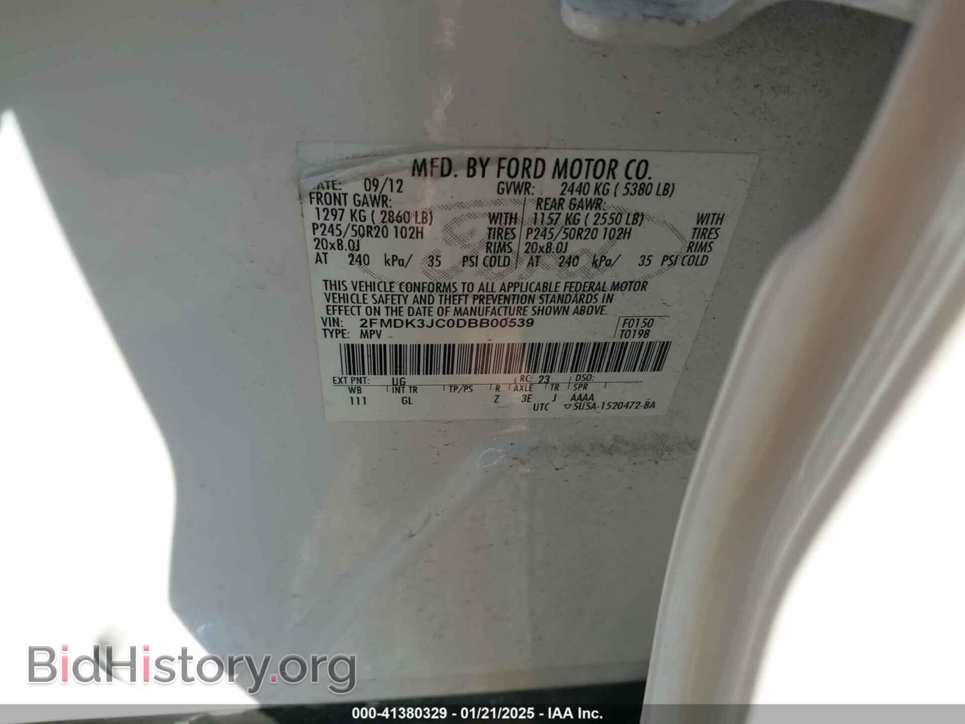 2013 FORD EDGE - VIN: 2FMDK3JC0DBB00539 - Photo 9