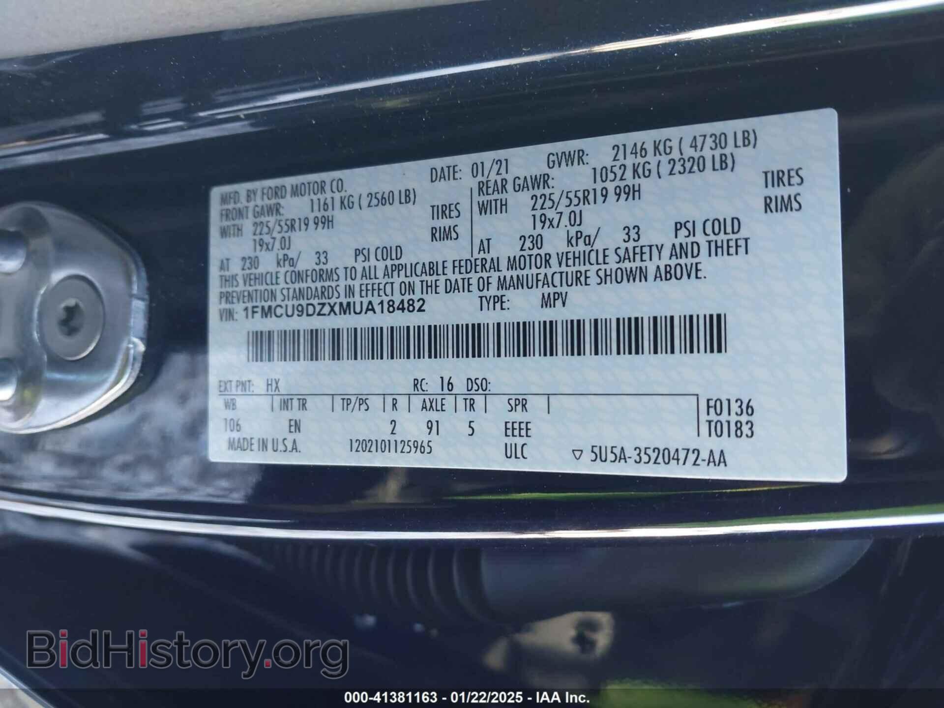 2021 FORD ESCAPE - VIN: 1FMCU9DZXMUA18482 - Фото 9