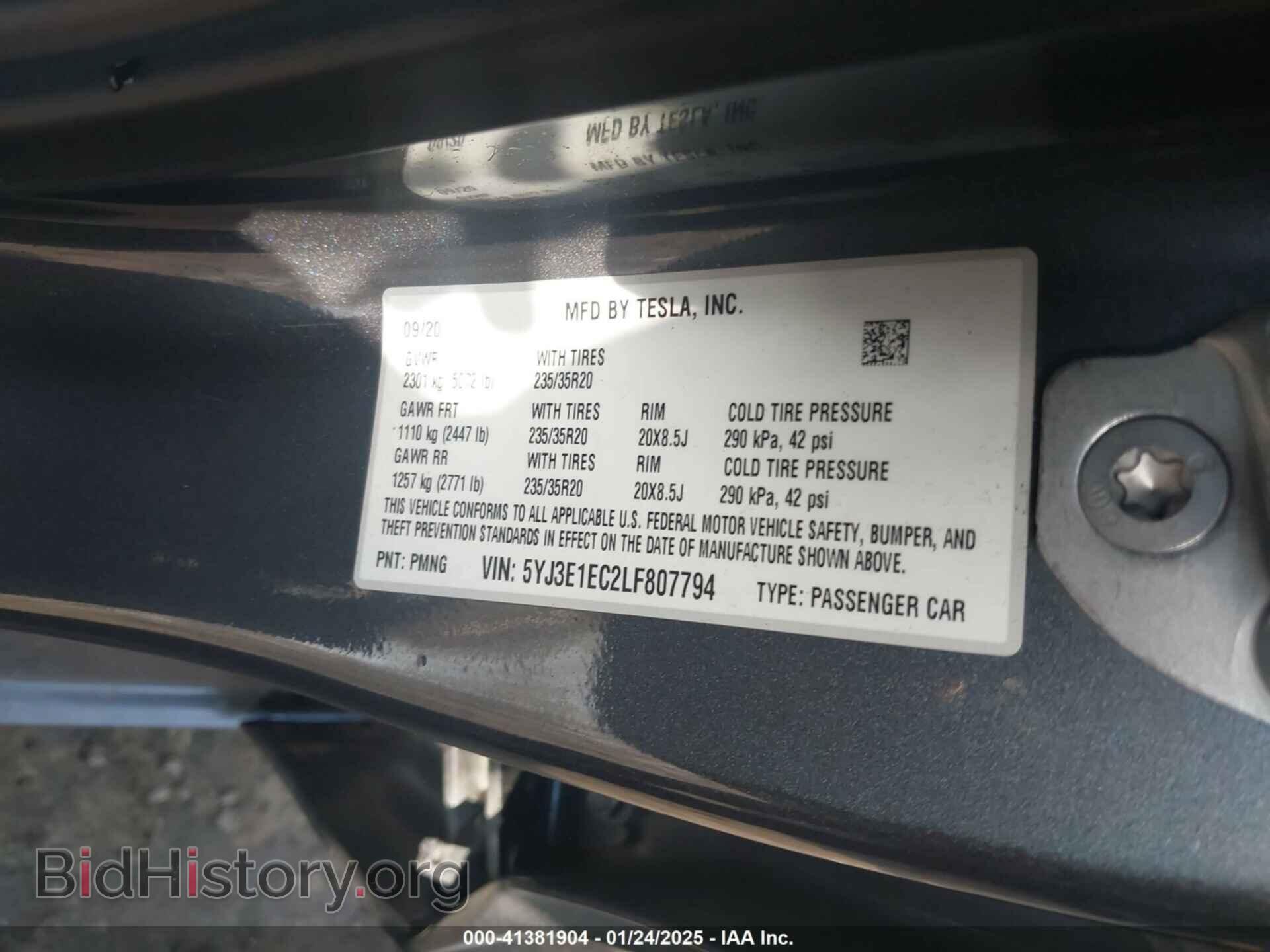 2020 TESLA MODEL 3 - VIN: 5YJ3E1EC2LF807794 - Фото 9