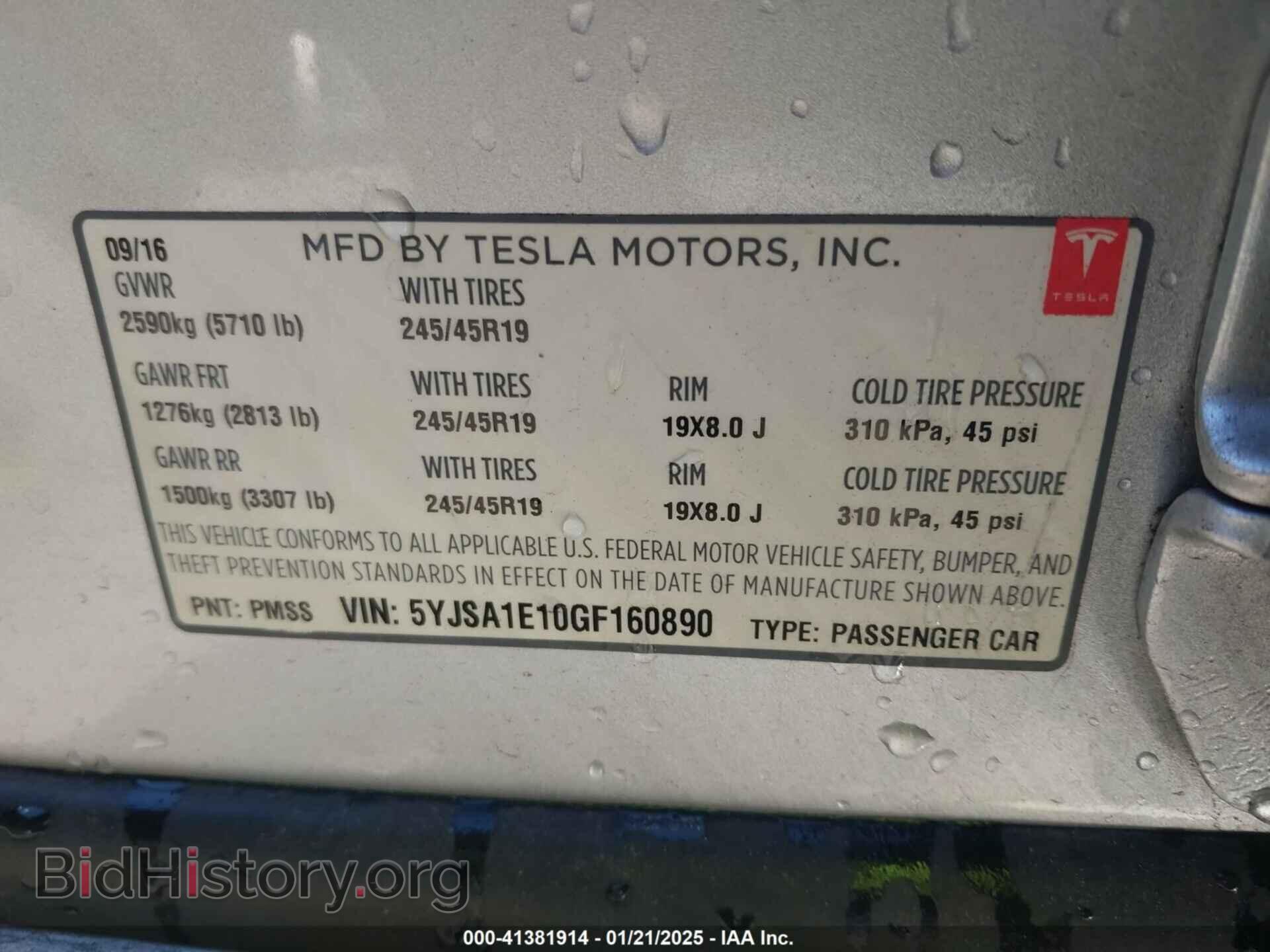 2016 TESLA MODEL S - VIN: 5YJSA1E10GF160890 - Photo 9