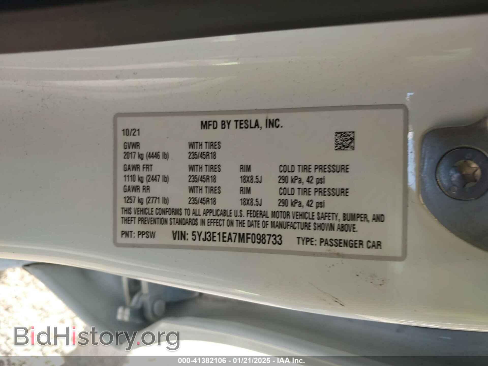 2021 TESLA MODEL 3 - VIN: 5YJ3E1EA7MF098733 - Photo 9