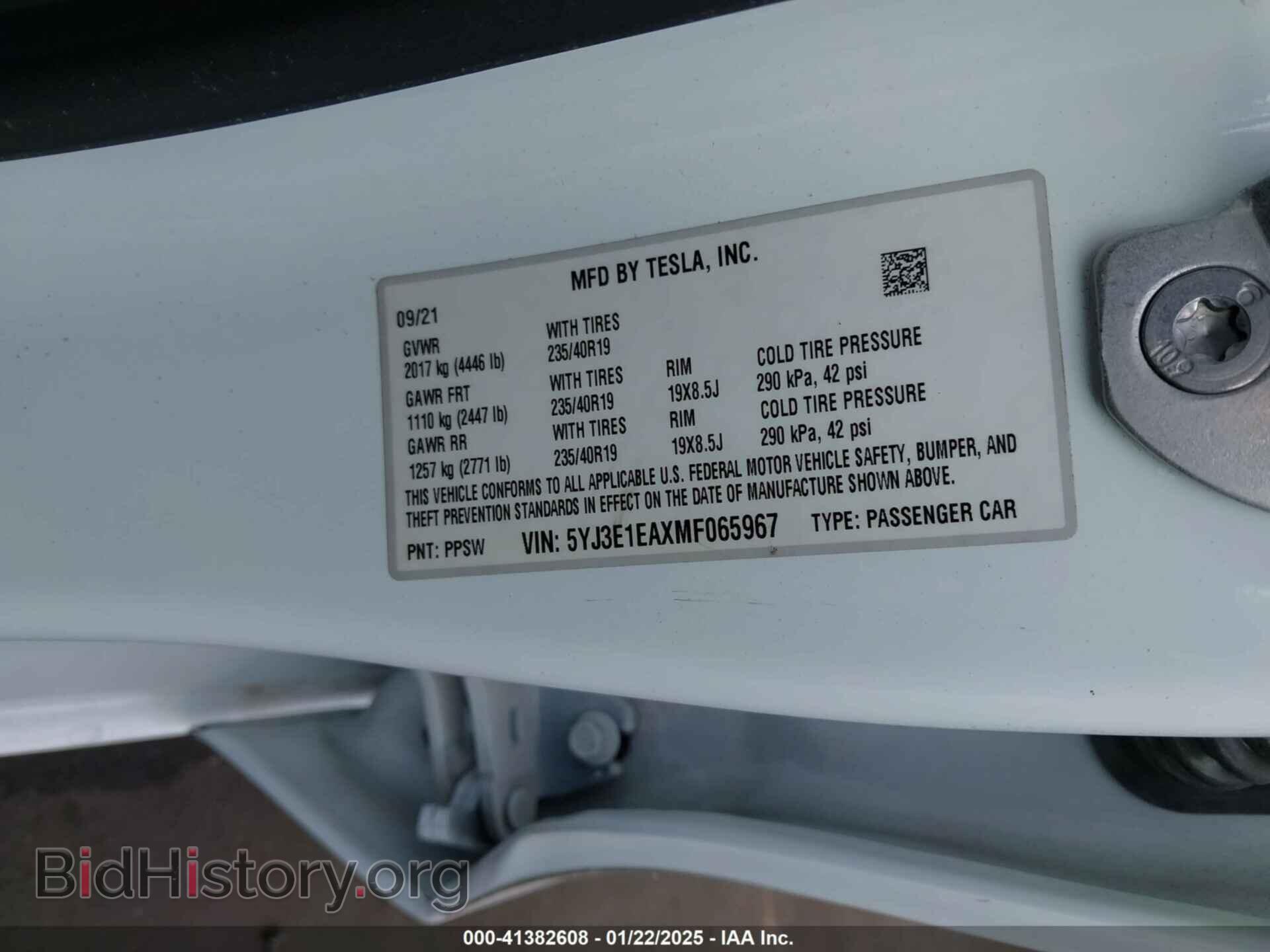 2021 TESLA MODEL 3 - VIN: 5YJ3E1EAXMF065967 - Фото 9