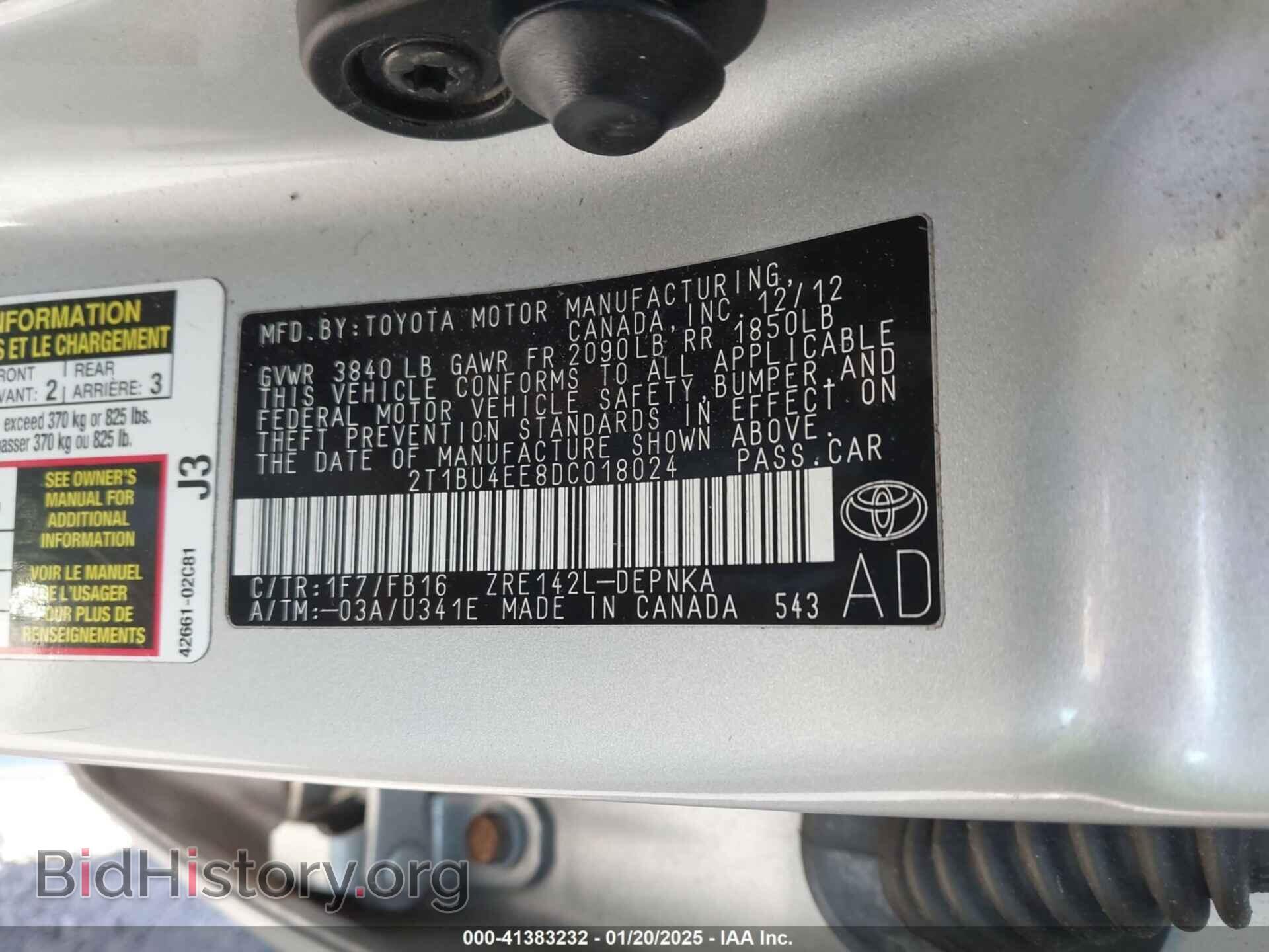 2013 TOYOTA COROLLA - VIN: 2T1BU4EE8DC018024 - Фото 9