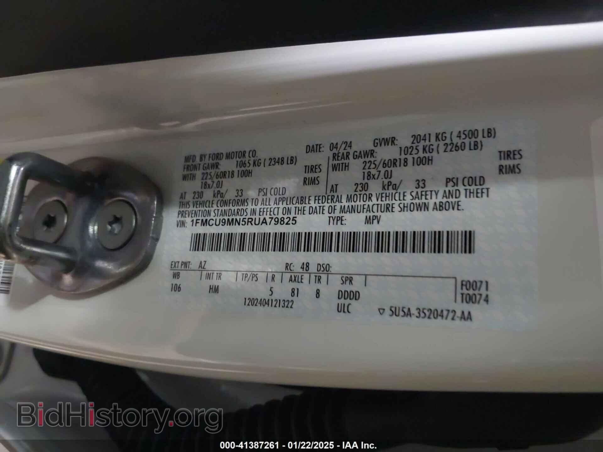 2024 FORD ESCAPE - VIN: 1FMCU9MN5RUA79825 - Фото 9