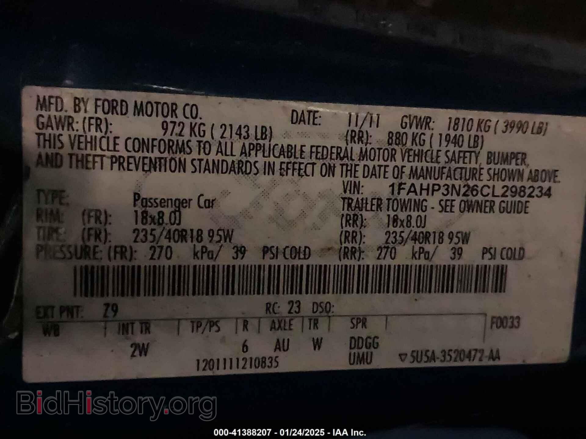 2012 FORD FOCUS - VIN: 1FAHP3N26CL298234 - Фото 9