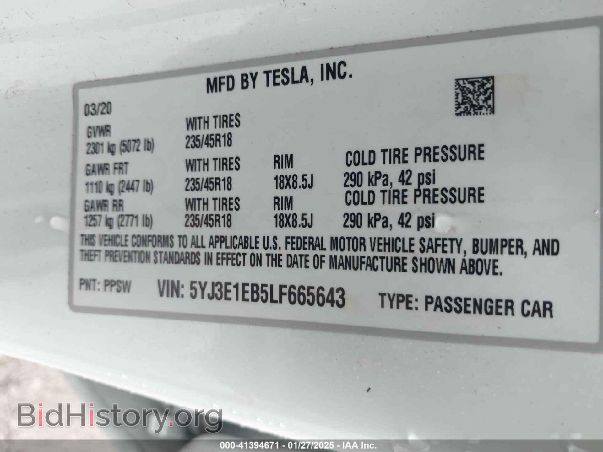2020 TESLA MODEL 3 - VIN: 5YJ3E1EB5LF665643 - Фото 9