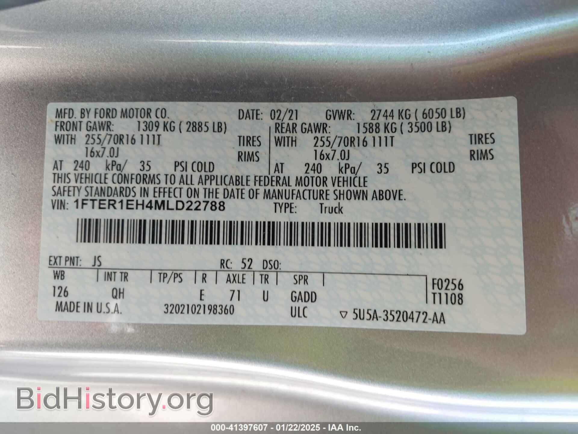 2021 FORD RANGER - VIN: 1FTER1EH4MLD22788 - Фото 9
