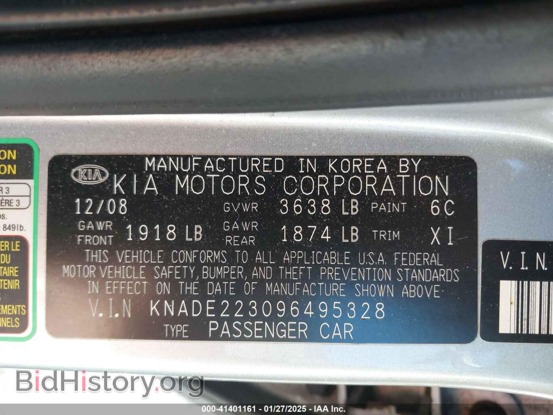 2009 KIA RIO - VIN: KNADE223096495328 - Фото 9
