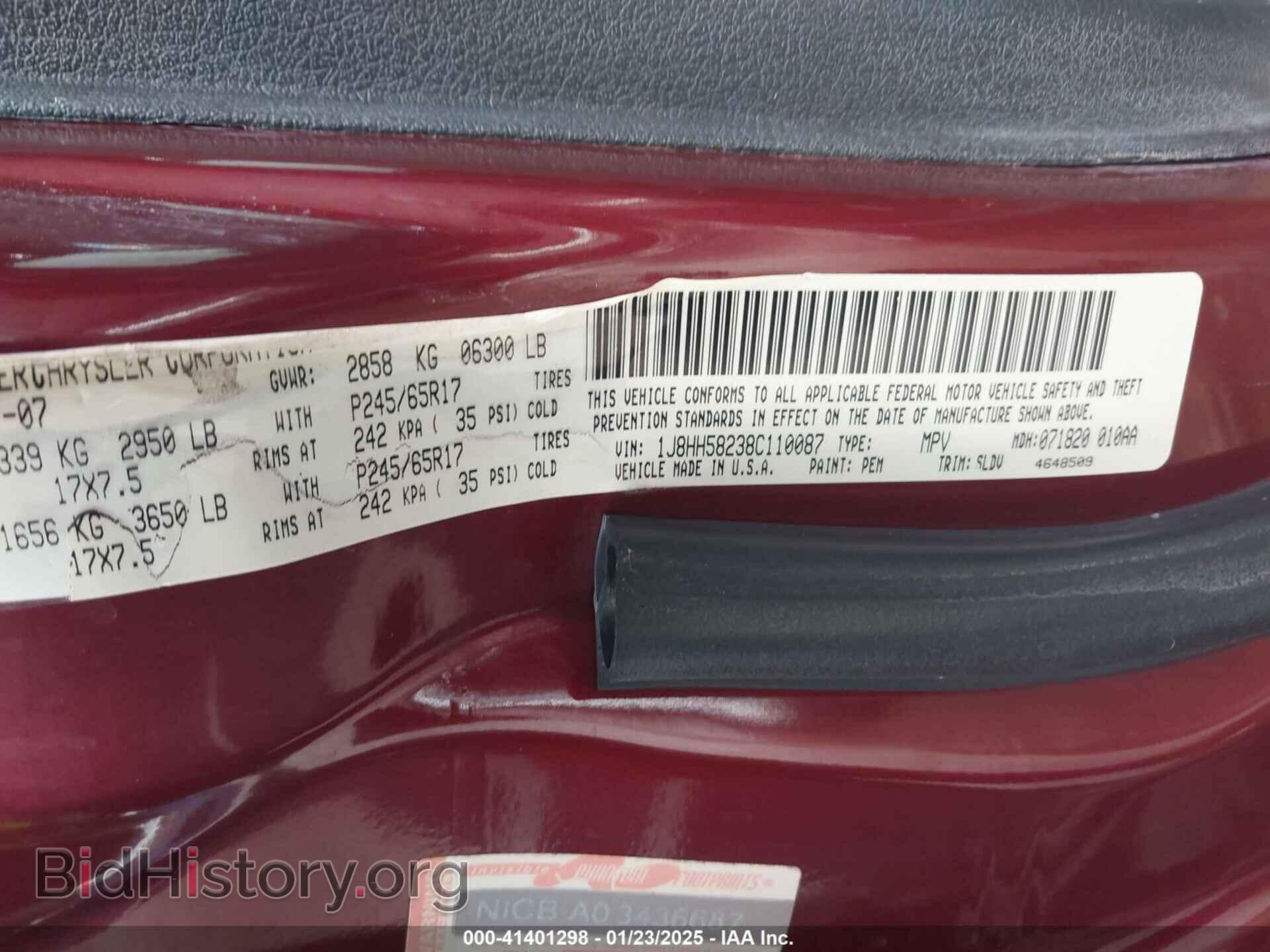 2008 JEEP COMMANDER - VIN: 1J8HH58238C110087 - Фото 9