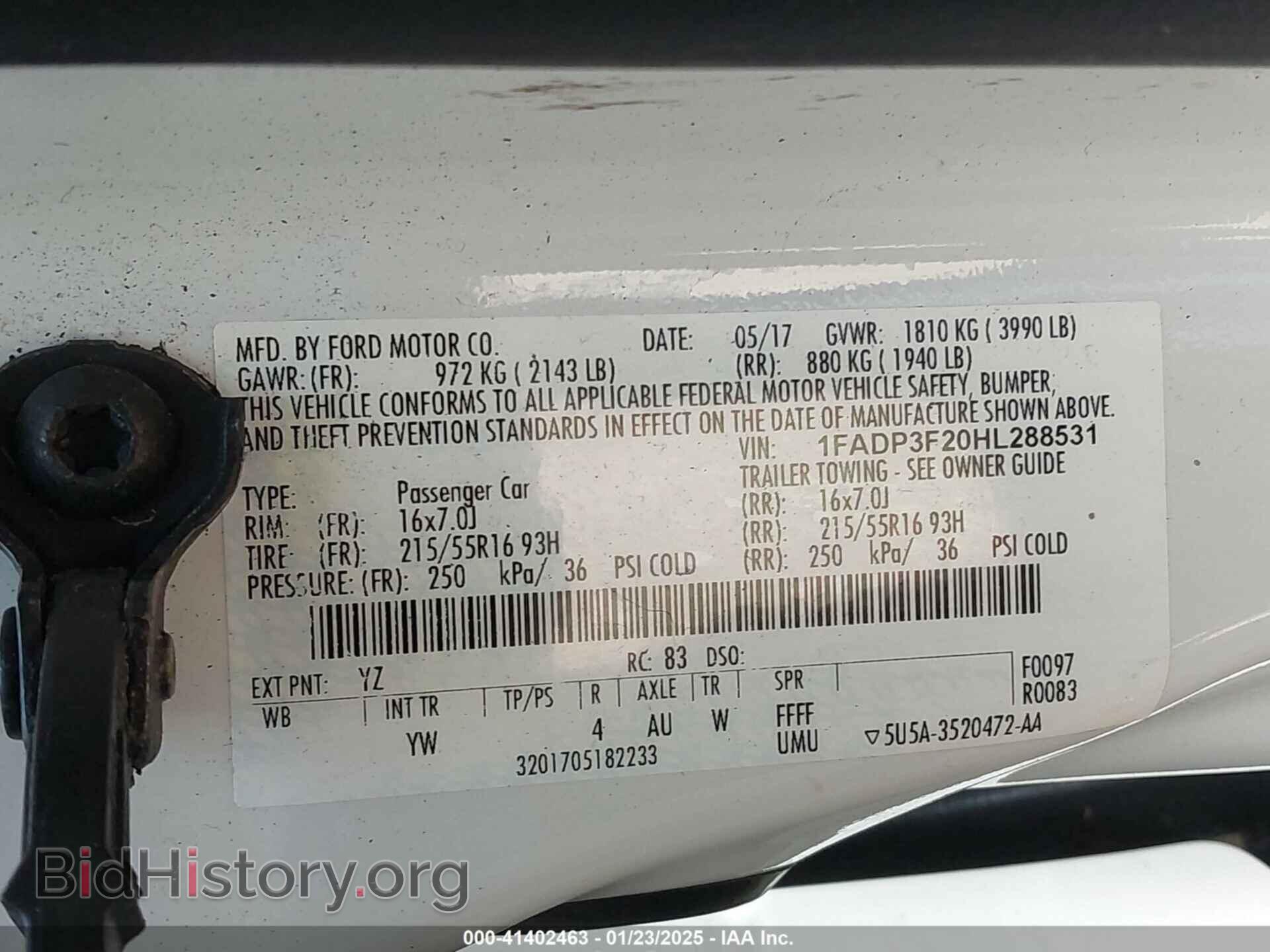 2017 FORD FOCUS - VIN: 1FADP3F20HL288531 - Photo 9