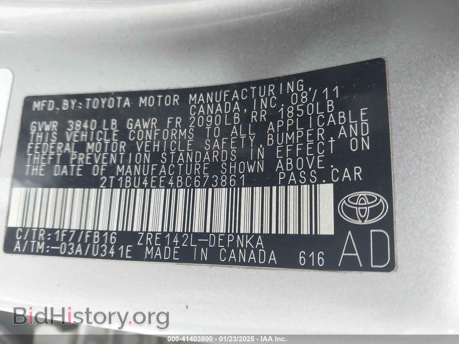 2011 TOYOTA COROLLA - VIN: 2T1BU4EE4BC673861 - Фото 9