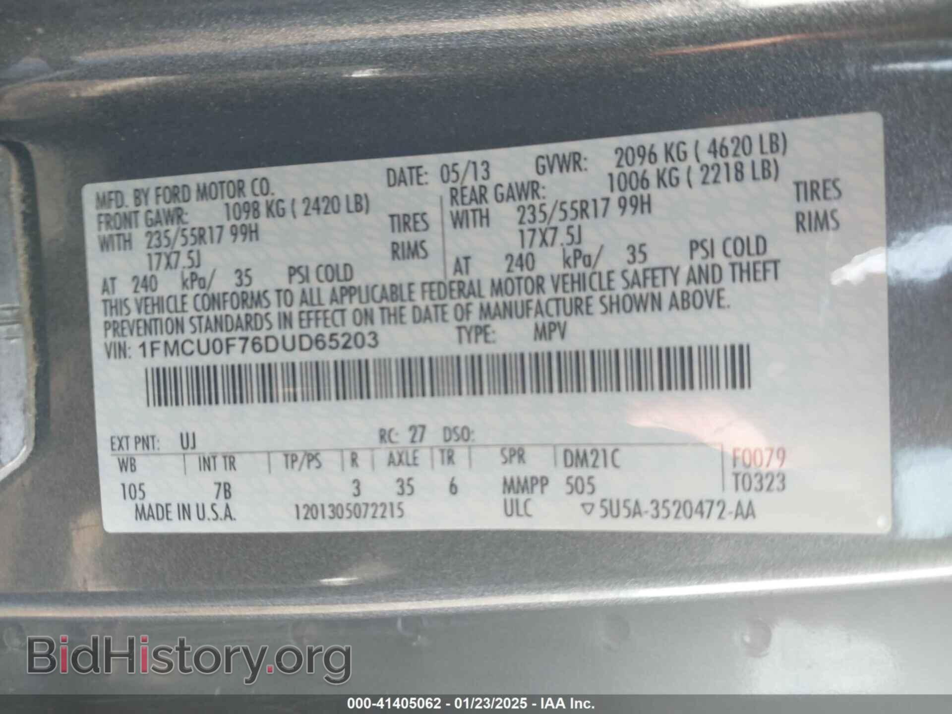 2013 FORD ESCAPE - VIN: 1FMCU0F76DUD65203 - Photo 9