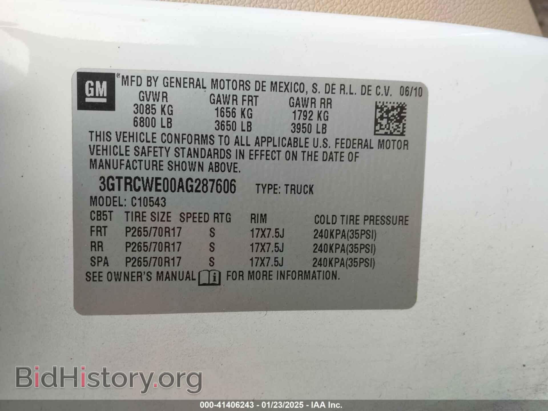 2010 GMC SIERRA 1500 - VIN: 3GTRCWE00AG287606 - Фото 9