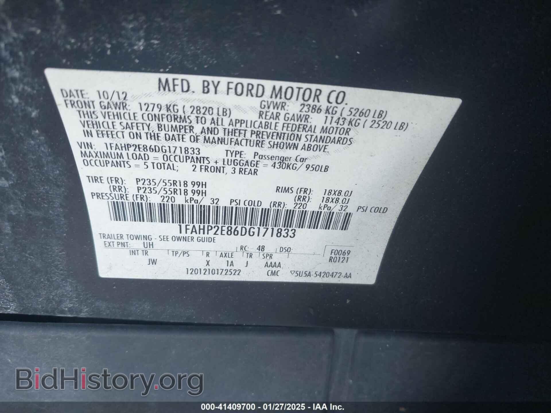 2013 FORD TAURUS - VIN: 1FAHP2E86DG171833 - Photo 9
