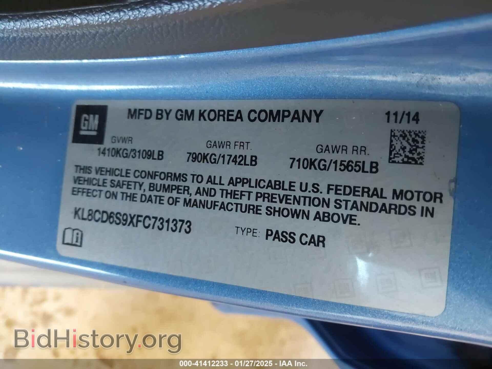 2015 CHEVROLET SPARK - VIN: KL8CD6S9XFC731373 - Фото 9