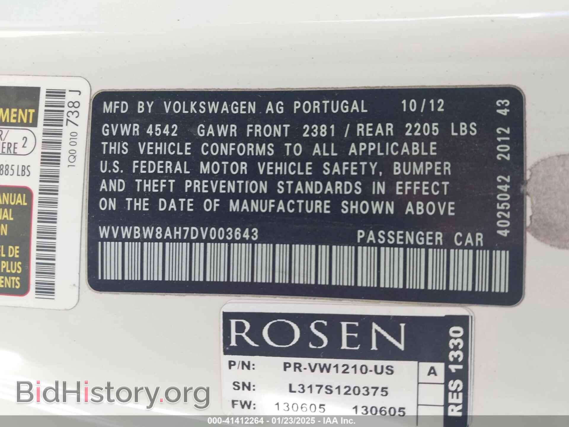 2013 VOLKSWAGEN EOS - VIN: WVWBW8AH7DV003643 - Фото 9