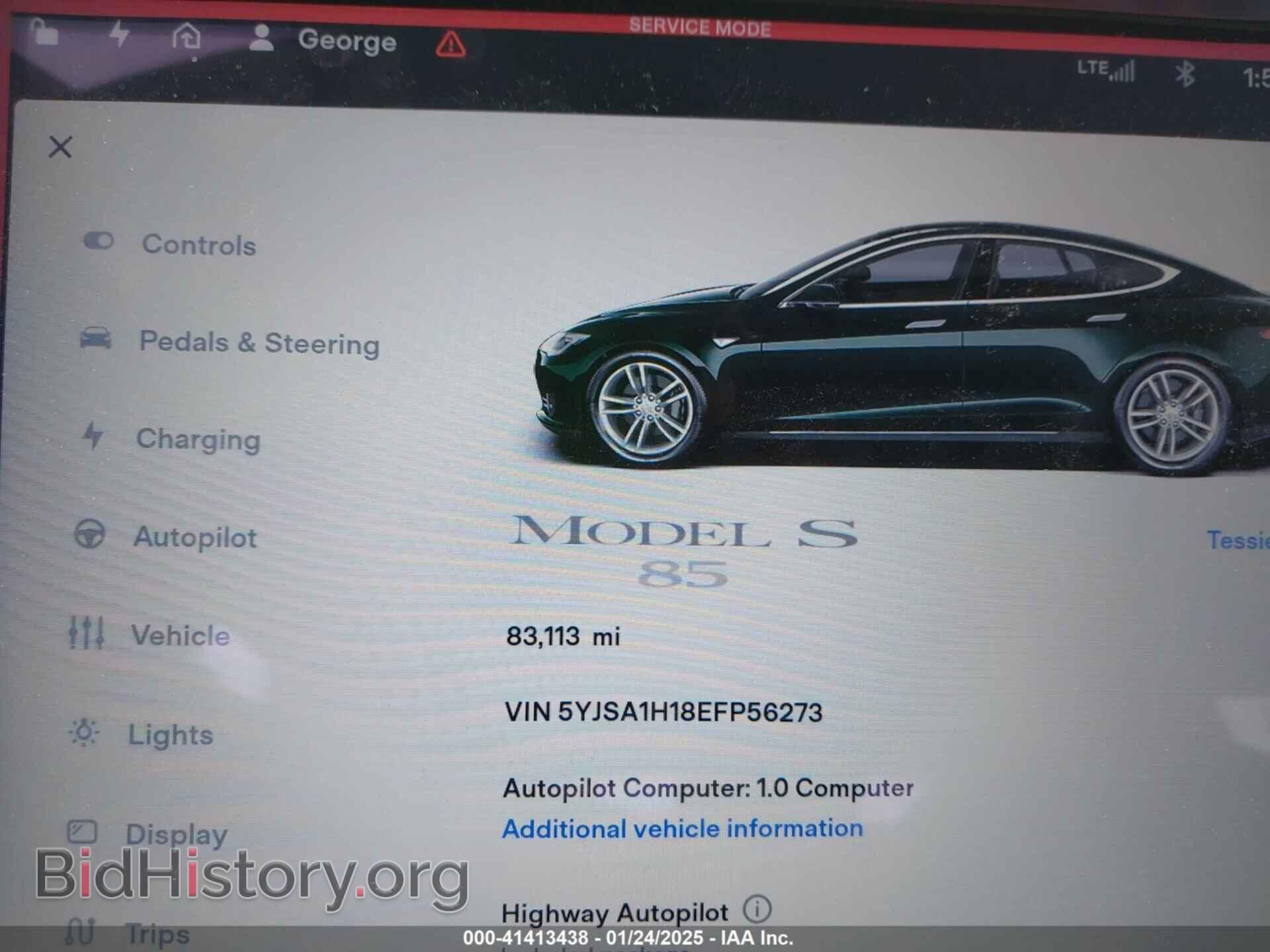 2014 TESLA MODEL S - VIN: 5YJSA1H18EFP56273 - Фото 7