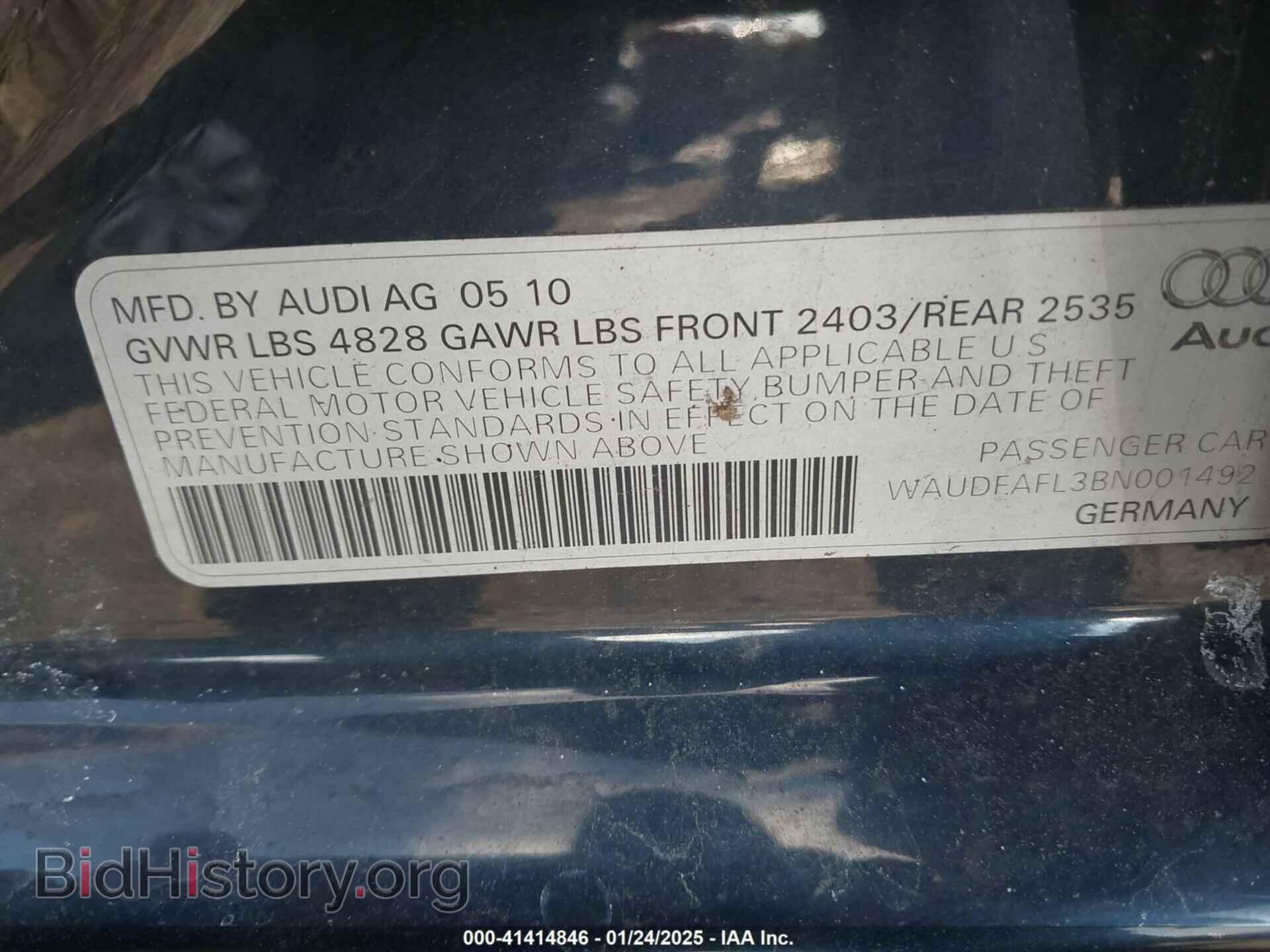 2011 AUDI A4 - VIN: WAUDFAFL3BN001492 - Фото 9