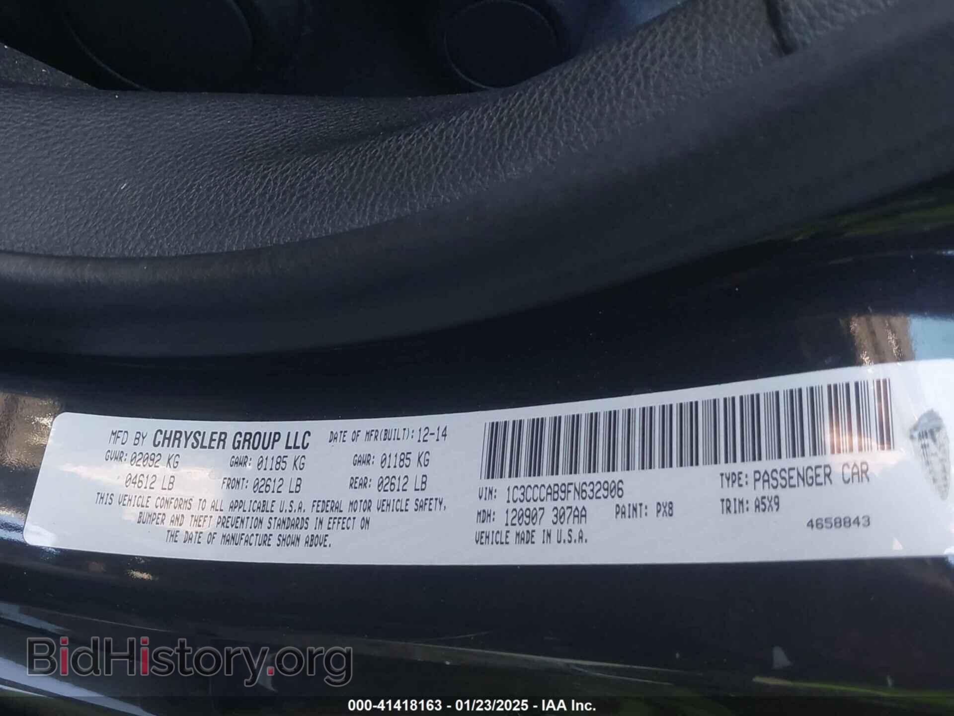 2015 CHRYSLER 200 - VIN: 1C3CCCAB9FN632906 - Фото 9