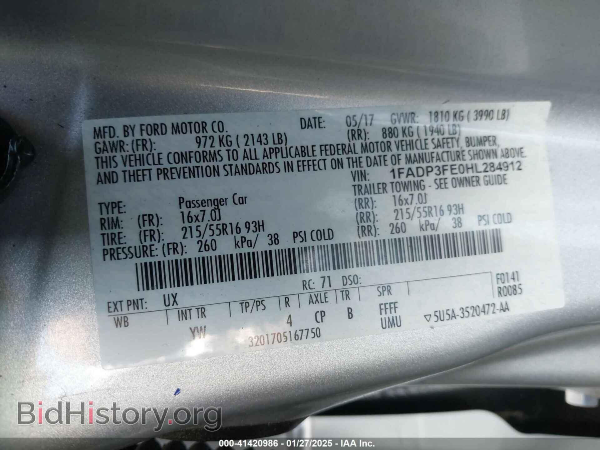 2017 FORD FOCUS - VIN: 1FADP3FE0HL284912 - Photo 9