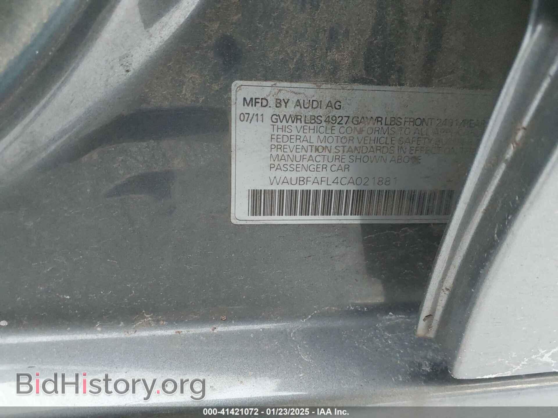 2012 AUDI A4 - VIN: WAUBFAFL4CA021881 - Фото 9