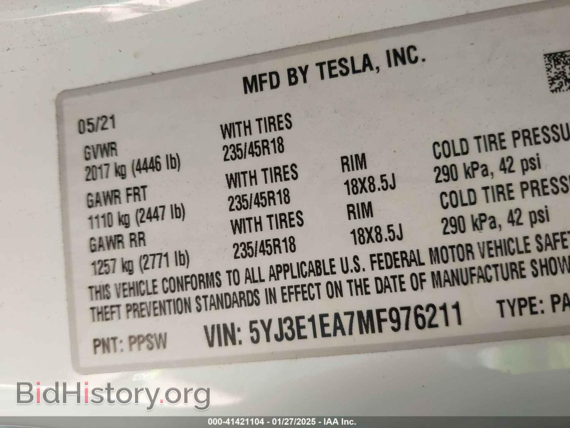 2021 TESLA MODEL 3 - VIN: 5YJ3E1EA7MF976211 - Photo 9