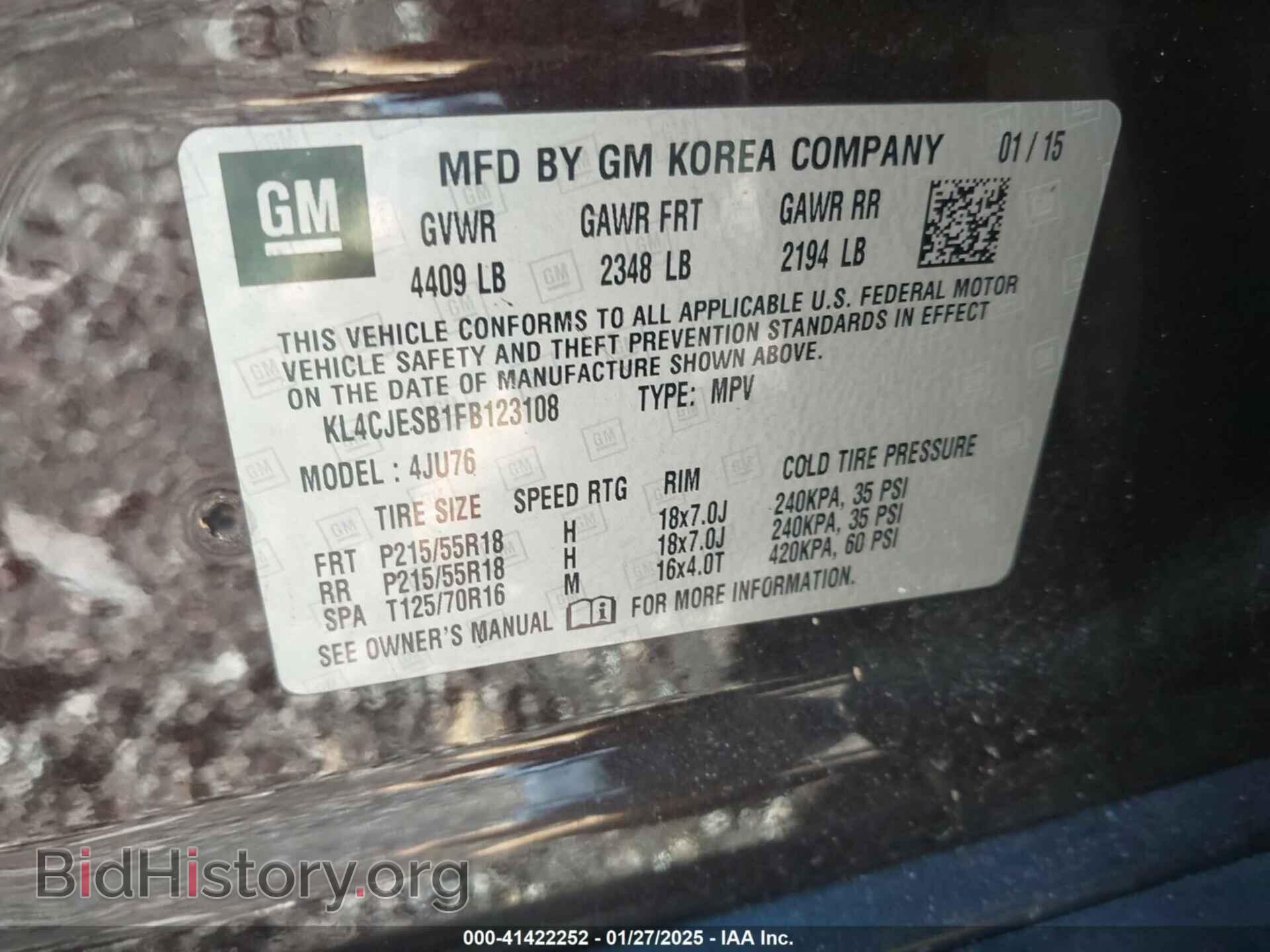 2015 BUICK ENCORE - VIN: KL4CJESB1FB123108 - Photo 9