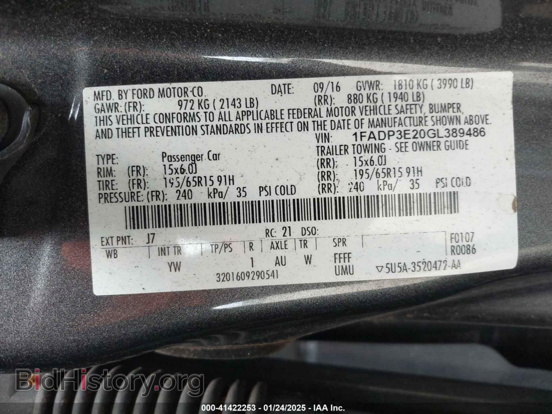 2016 FORD FOCUS - VIN: 1FADP3E20GL389486 - Фото 9