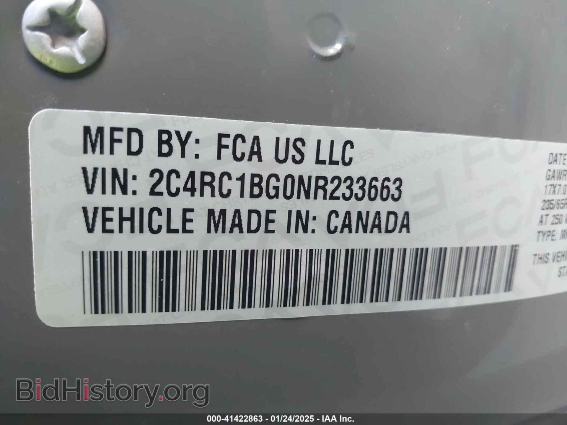 2022 CHRYSLER PACIFICA - VIN: 2C4RC1BG0NR233663 - Фото 9