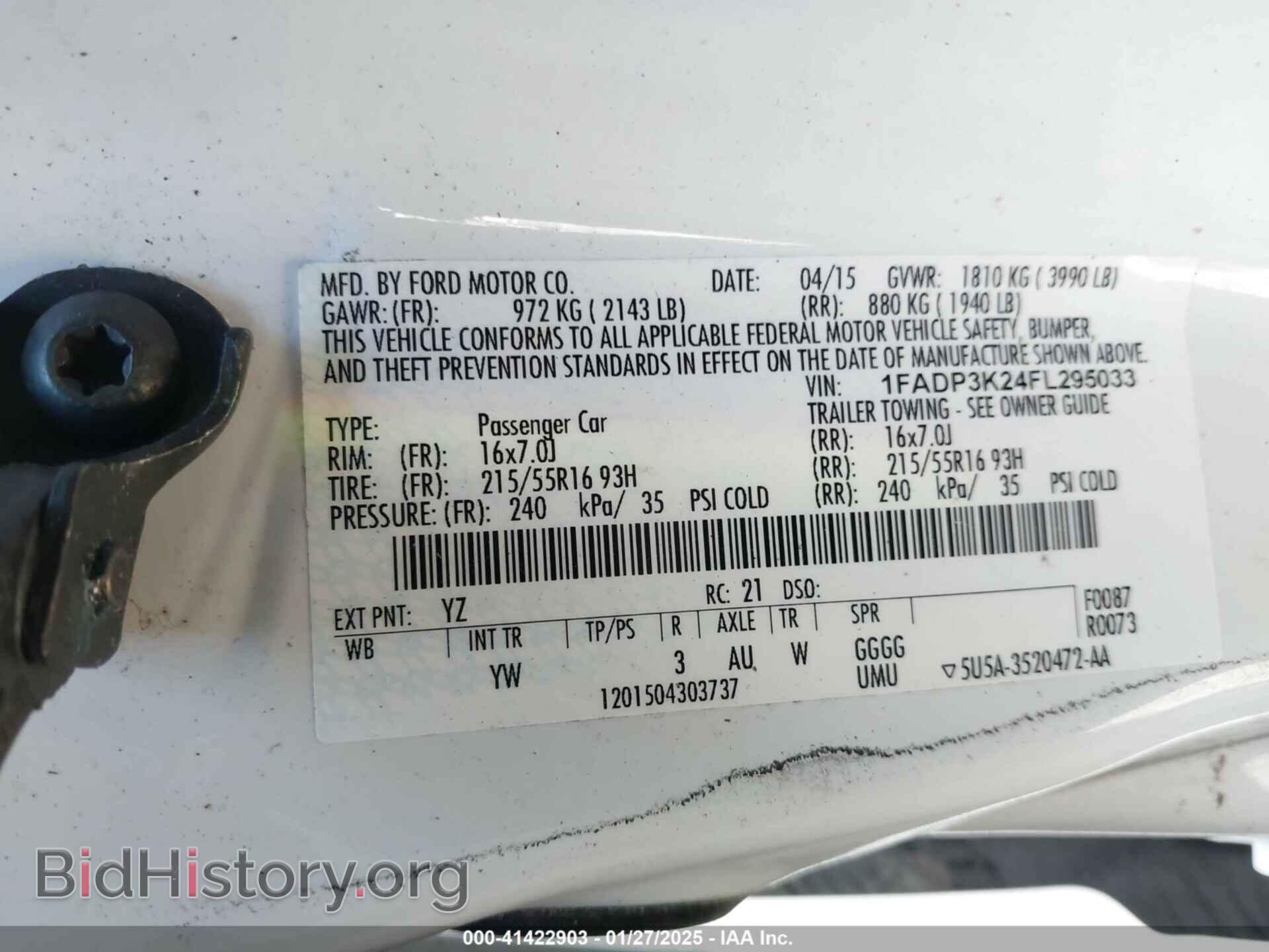 2015 FORD FOCUS - VIN: 1FADP3K24FL295033 - Фото 9