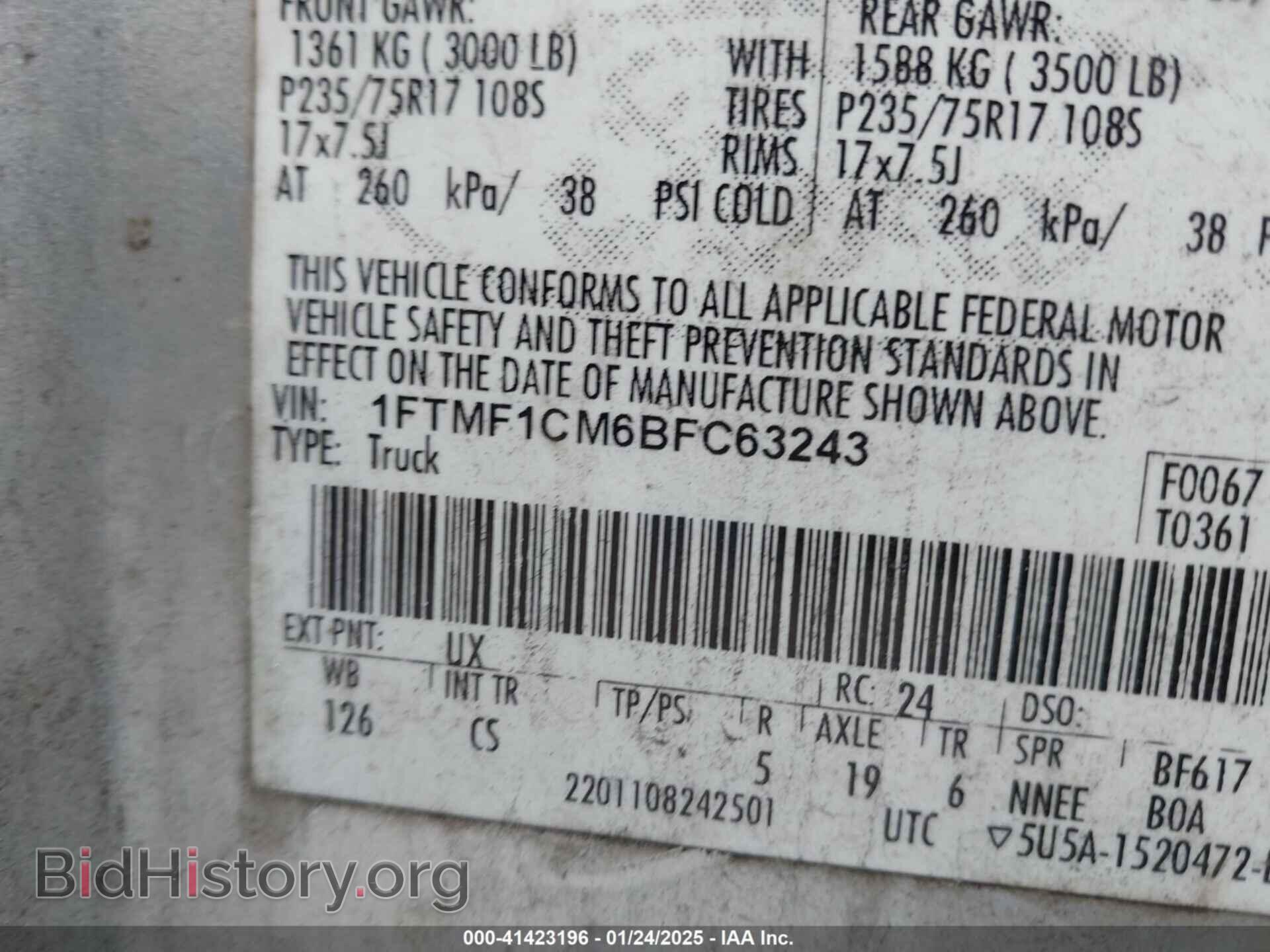 2011 FORD F-150 - VIN: 1FTMF1CM6BFC63243 - Photo 9