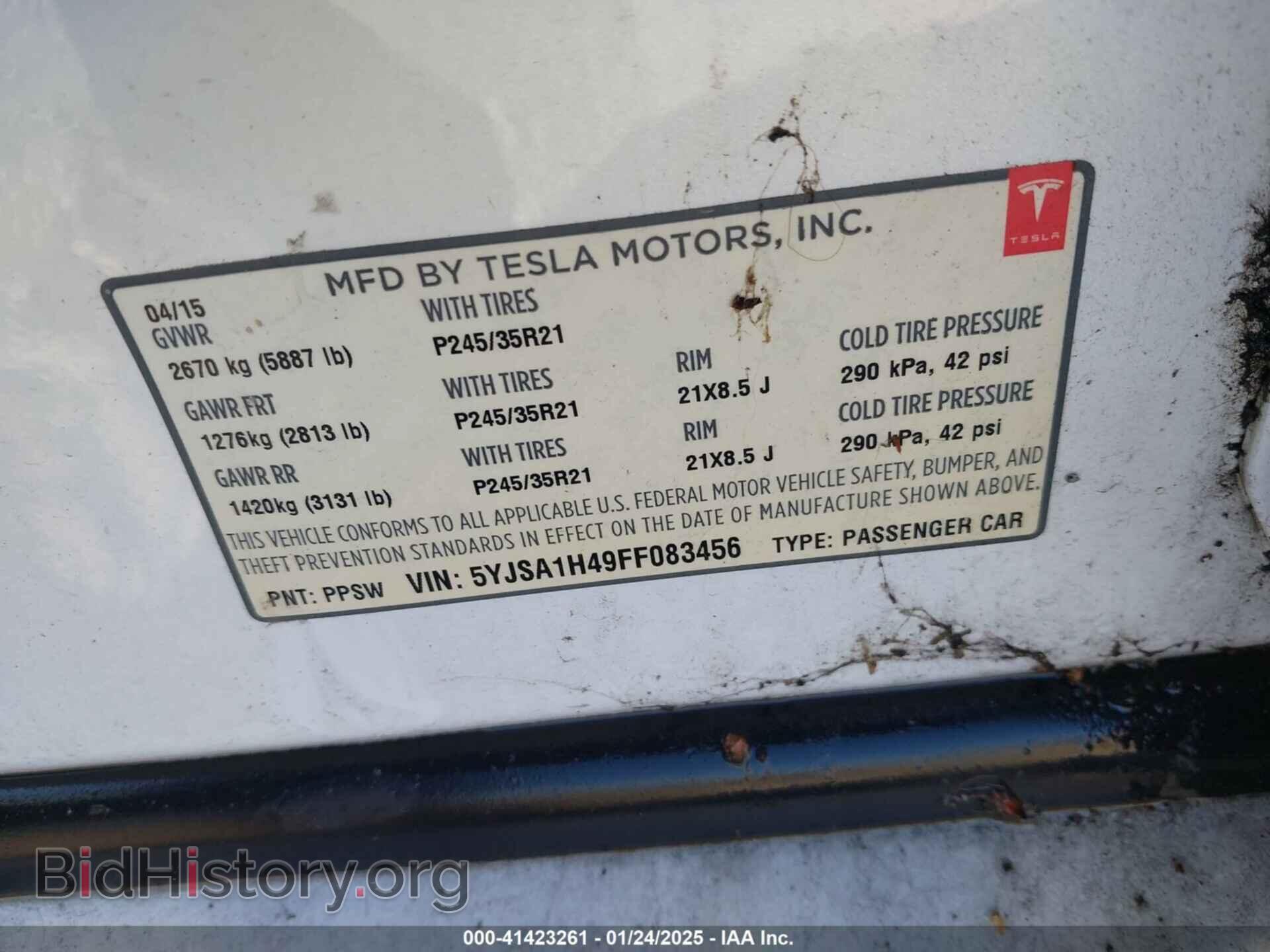 2015 TESLA MODEL S - VIN: 5YJSA1H49FF083456 - Photo 9