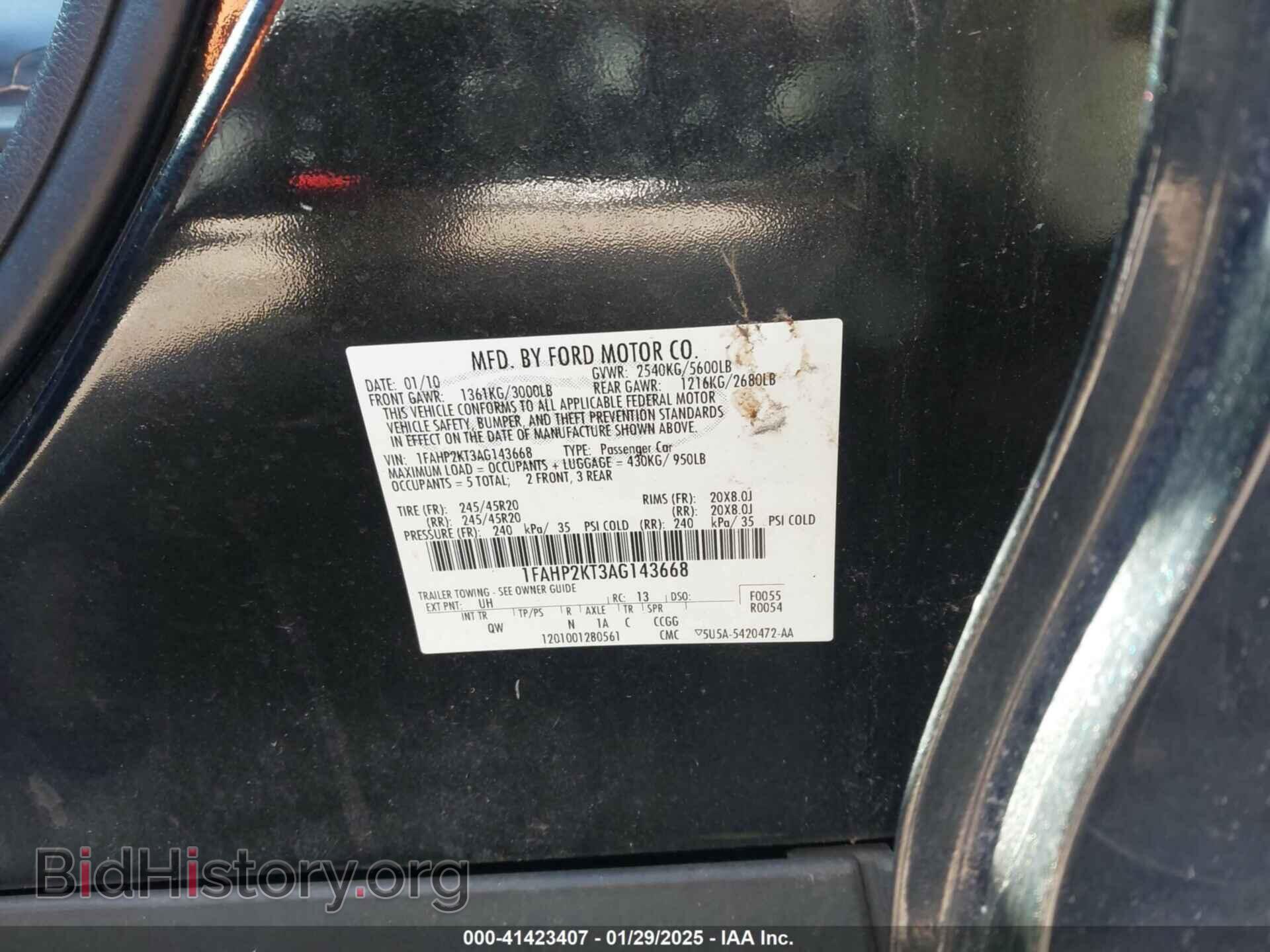 2010 FORD TAURUS - VIN: 1FAHP2KT3AG143668 - Фото 9