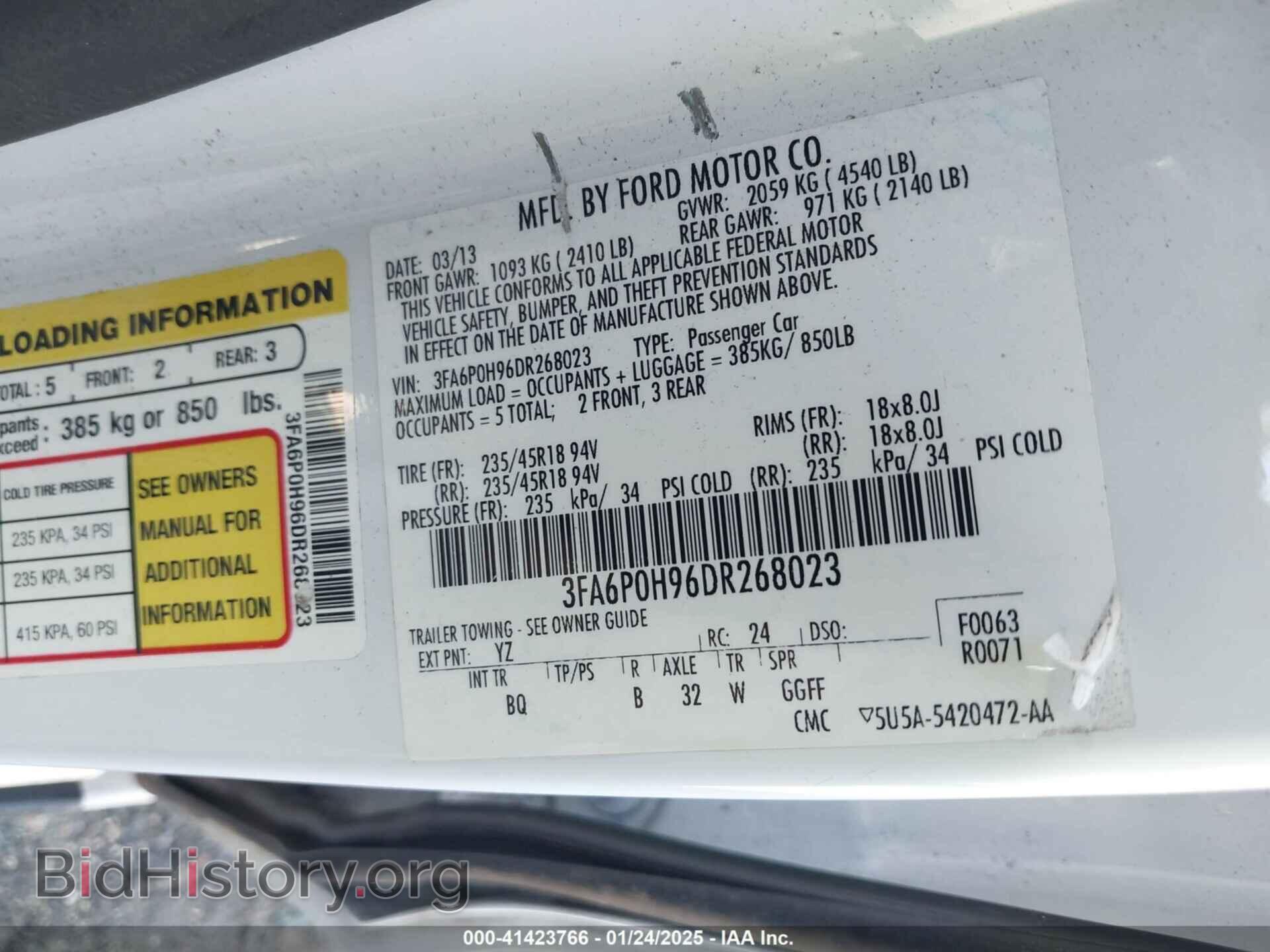 2013 FORD FUSION - VIN: 3FA6P0H96DR268023 - Фото 9