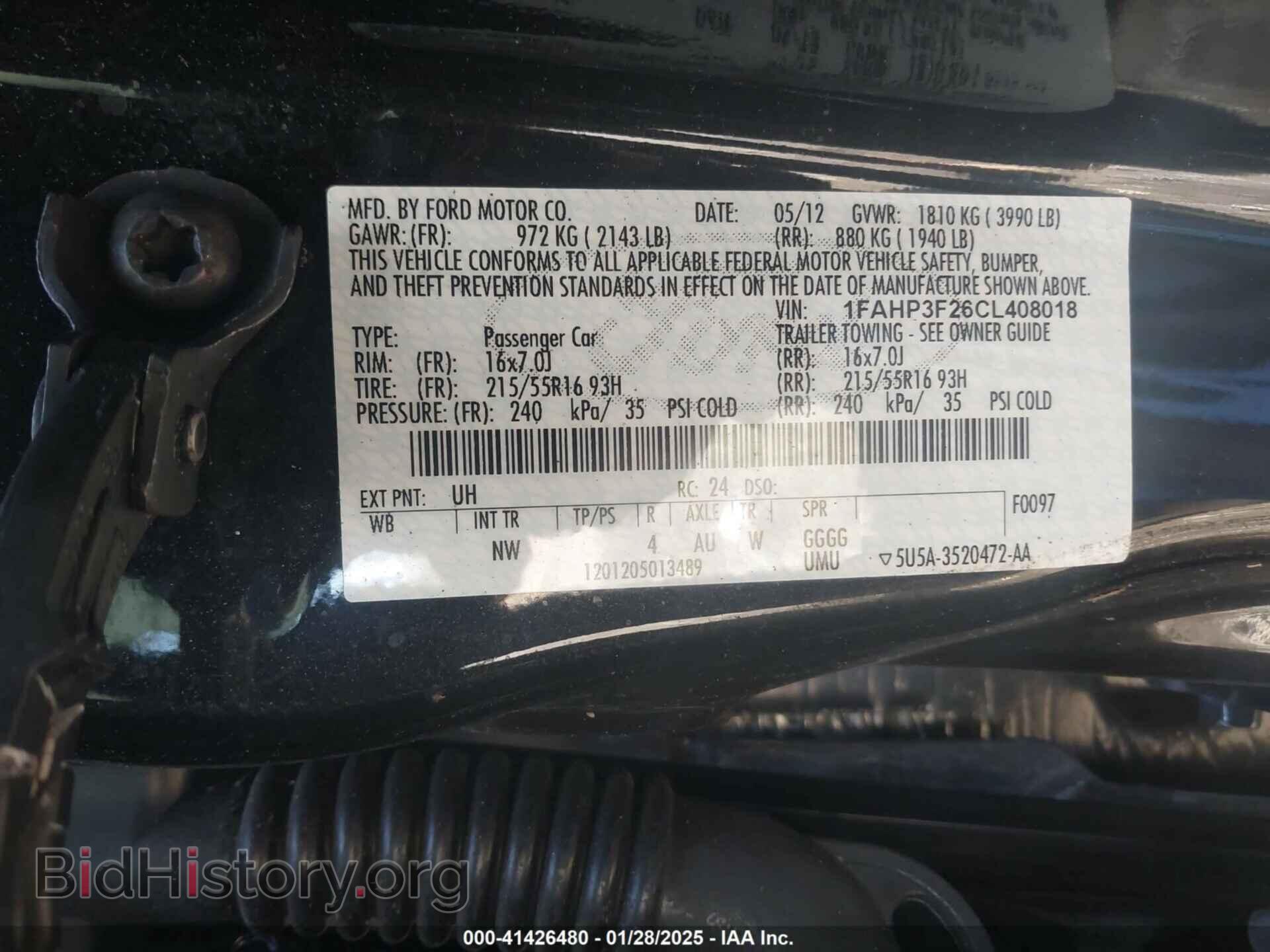 2012 FORD FOCUS - VIN: 1FAHP3F26CL408018 - Фото 9