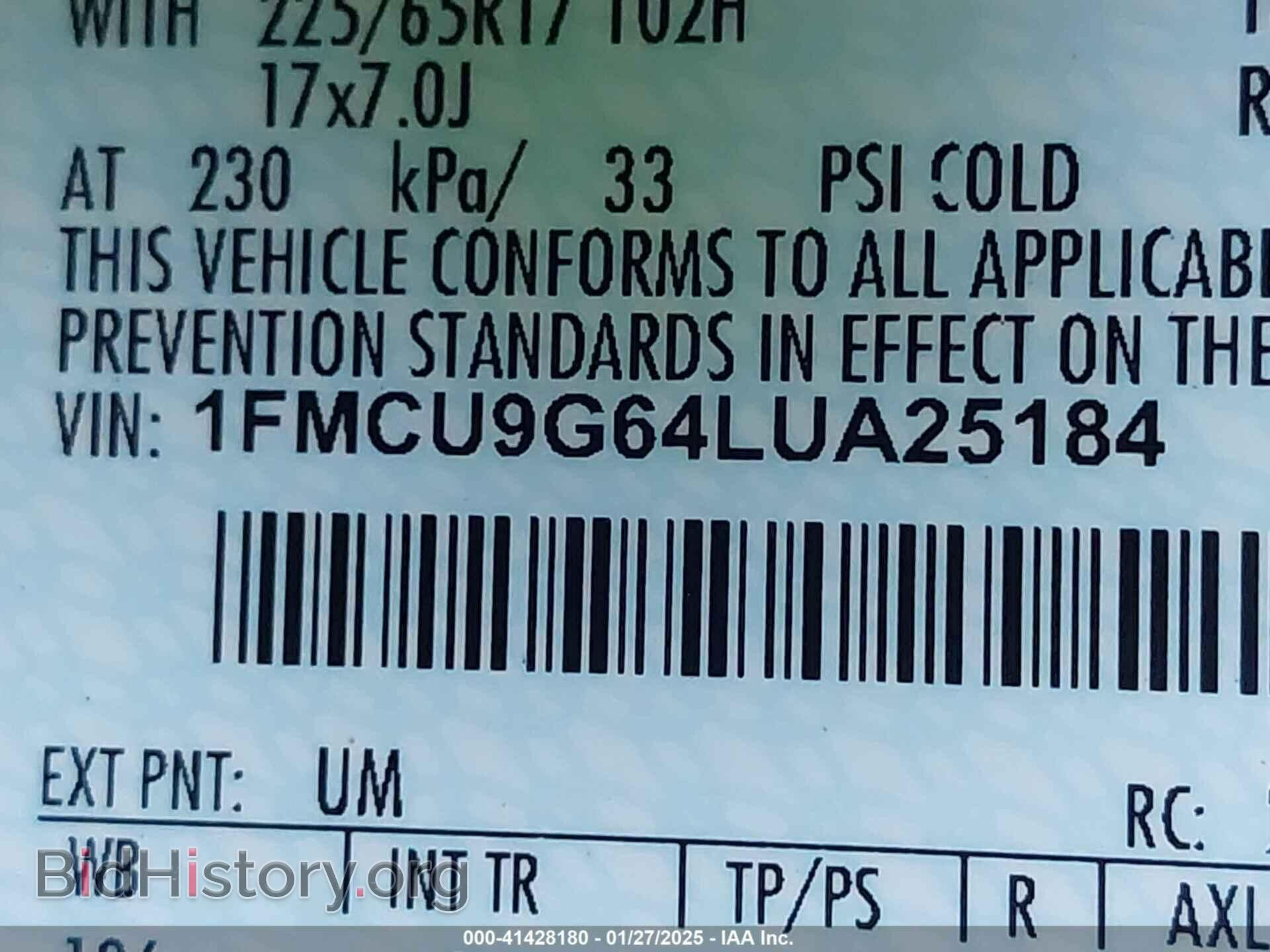 2020 FORD ESCAPE - VIN: 1FMCU9G64LUA25184 - Фото 9