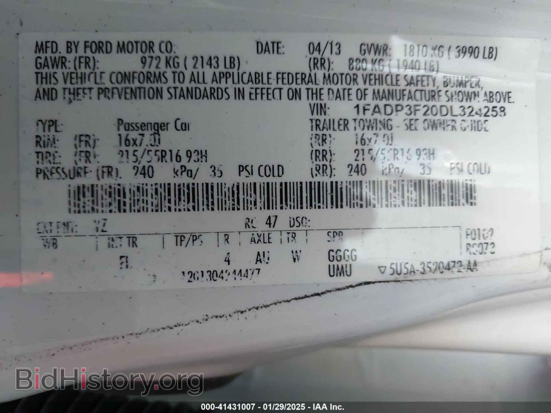 2013 FORD FOCUS - VIN: 1FADP3F20DL324258 - Фото 9
