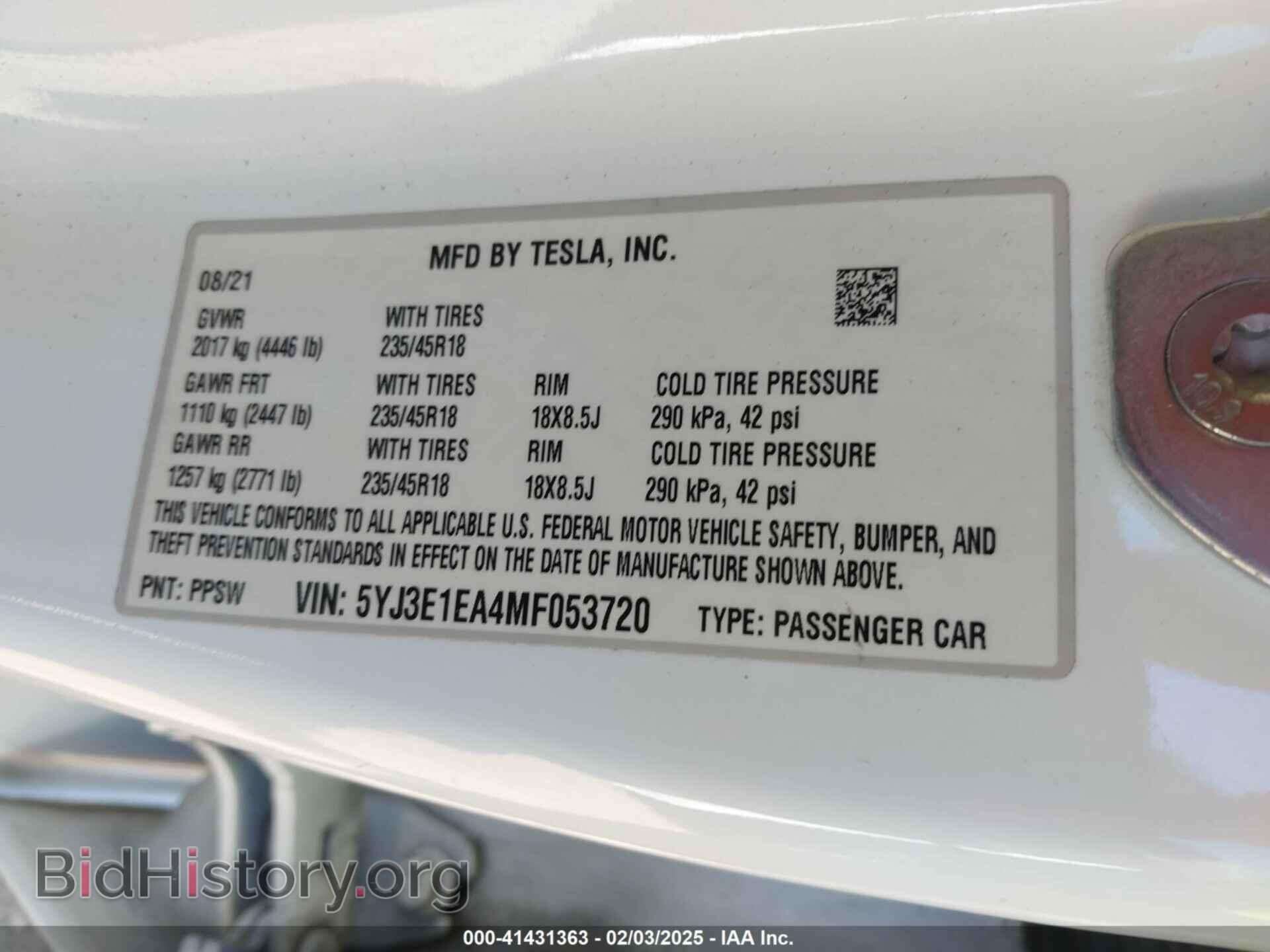 2021 TESLA MODEL 3 - VIN: 5YJ3E1EA4MF053720 - Фото 9