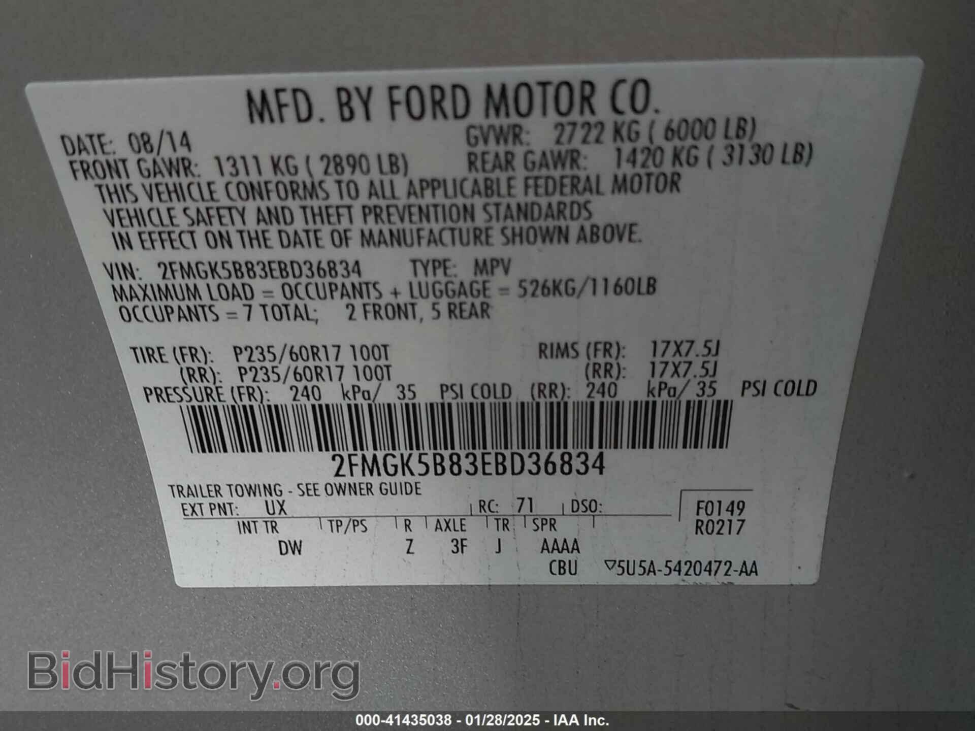 2014 FORD FLEX - VIN: 2FMGK5B83EBD36834 - Photo 9