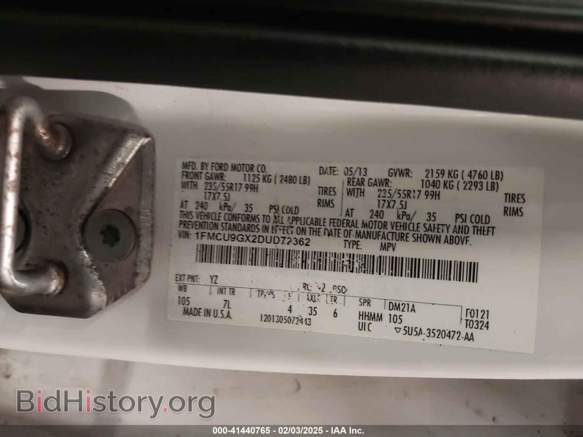 2013 FORD ESCAPE - VIN: 1FMCU9GX2DUD72362 - Фото 9