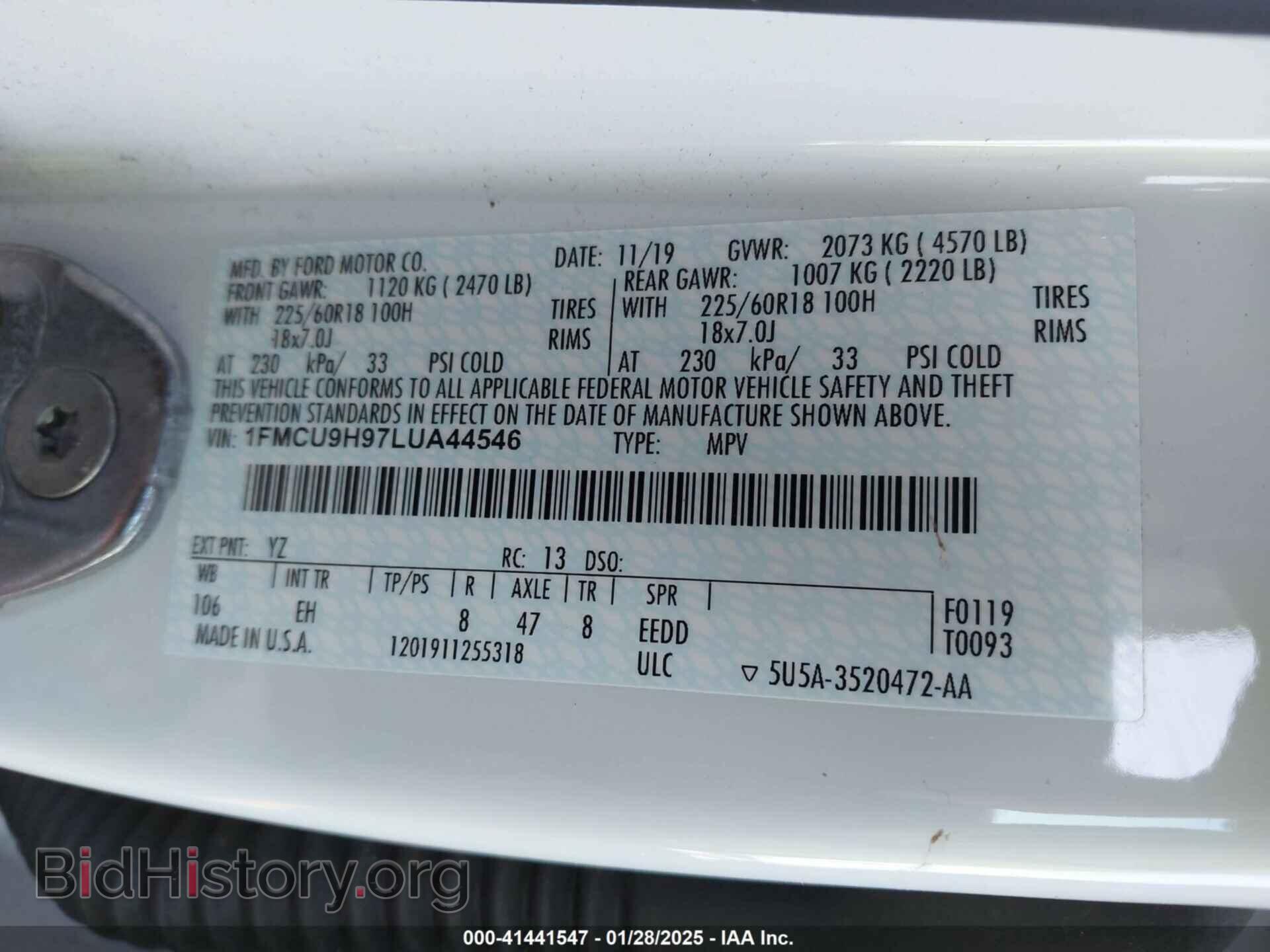 2020 FORD ESCAPE - VIN: 1FMCU9H97LUA44546 - Photo 9