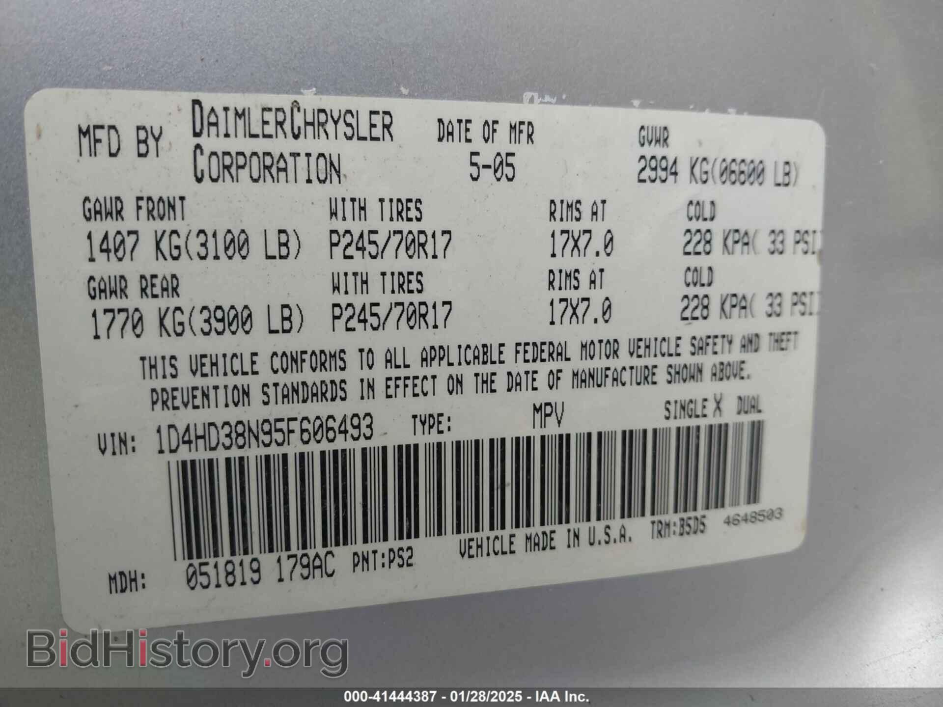 2005 DODGE DURANGO - VIN: 1D4HD38N95F606493 - Photo 9