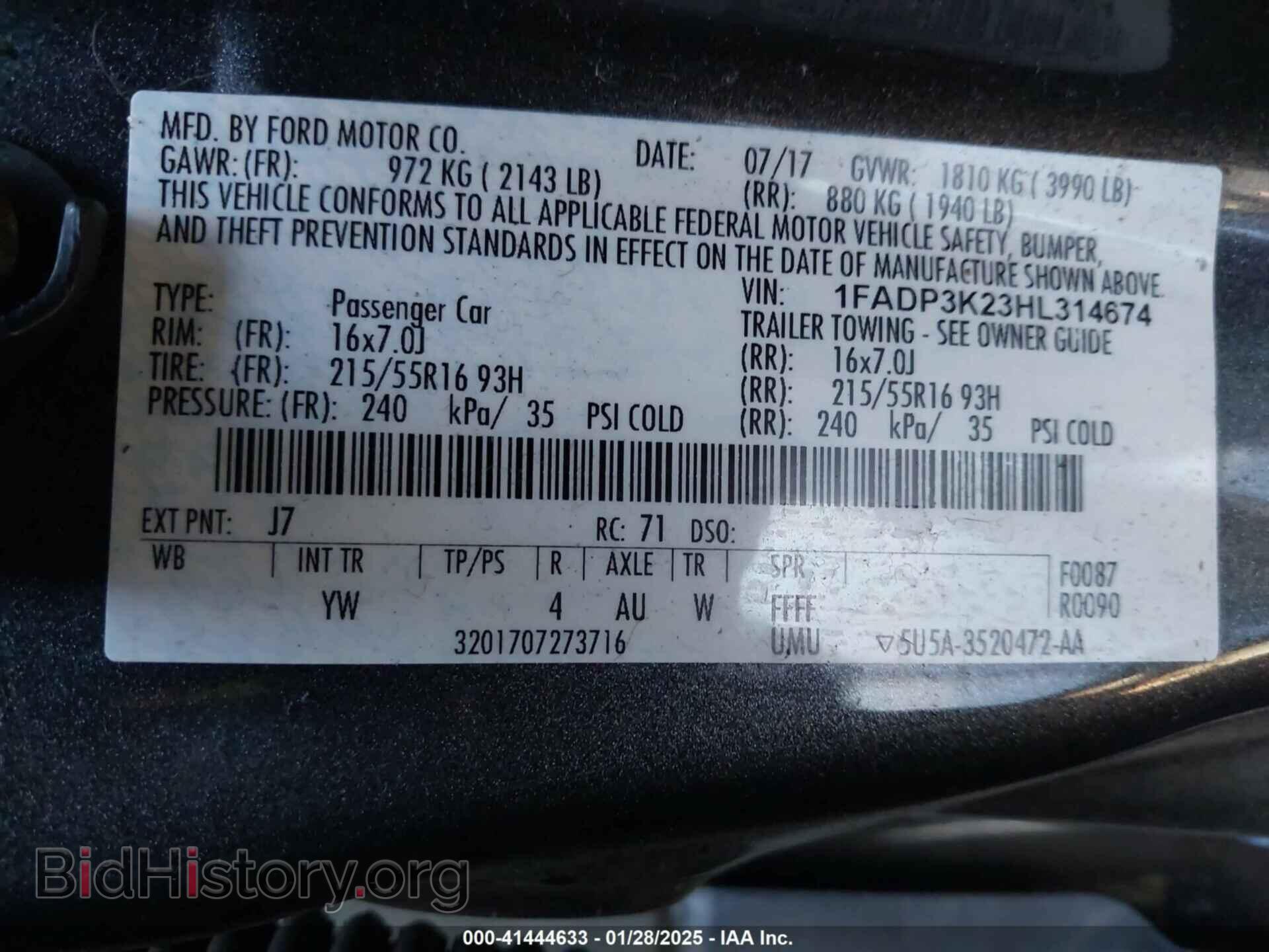 2017 FORD FOCUS - VIN: 1FADP3K23HL314674 - Фото 9