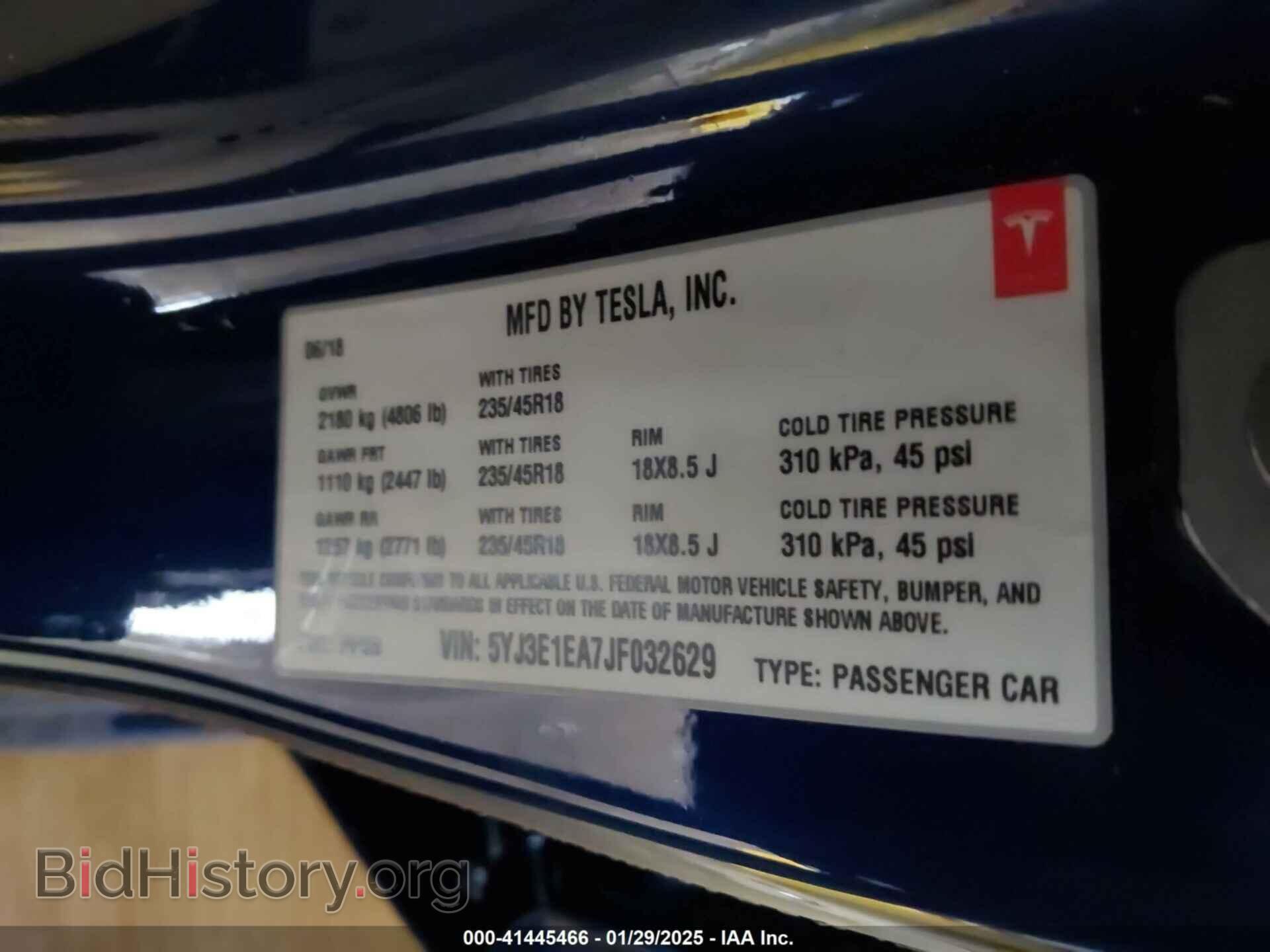2018 TESLA MODEL 3 - VIN: 5YJ3E1EA7JF032629 - Фото 9